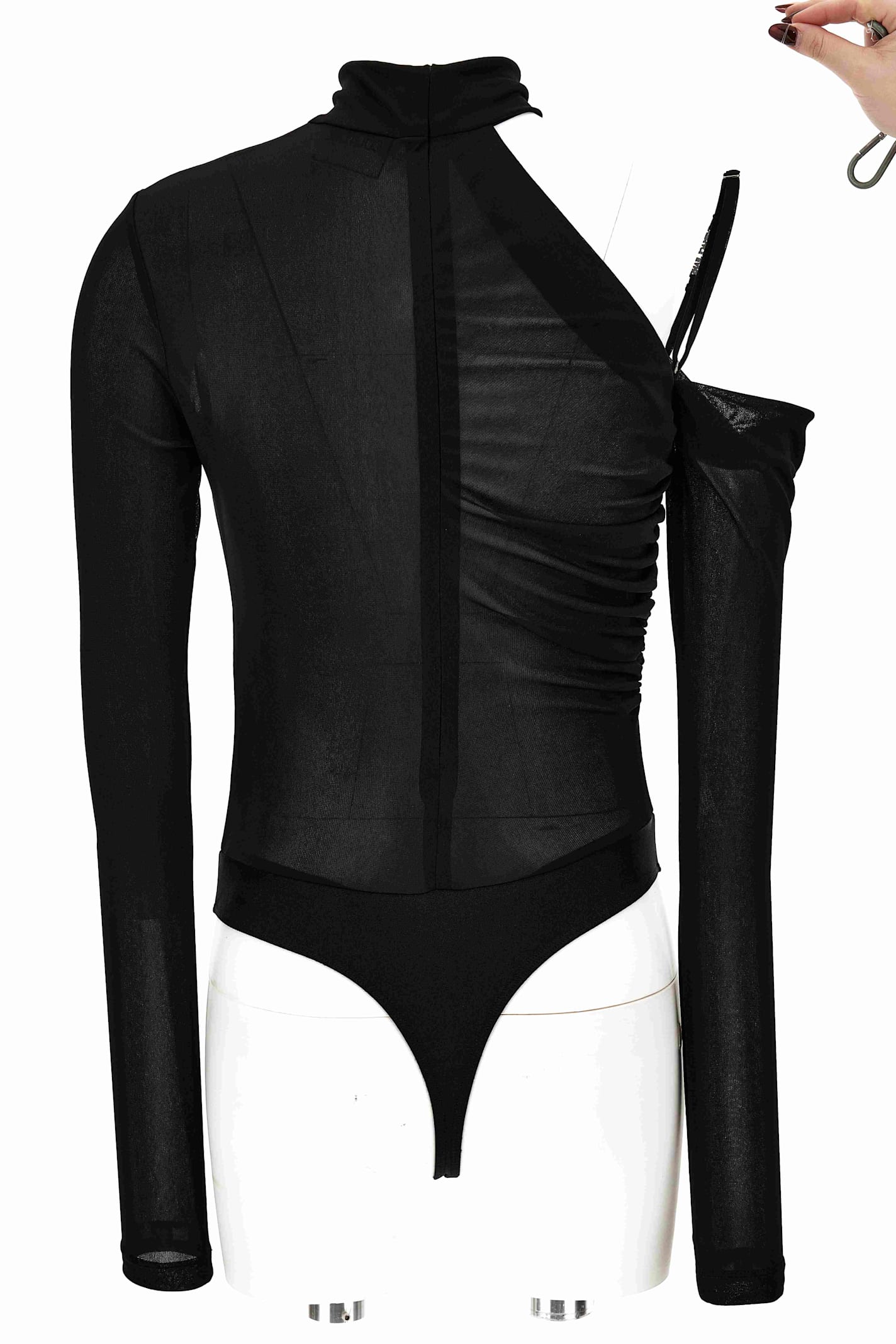 Versace Jeans Couture Black One-shoulder Long-sleeve Bodysuit In Black