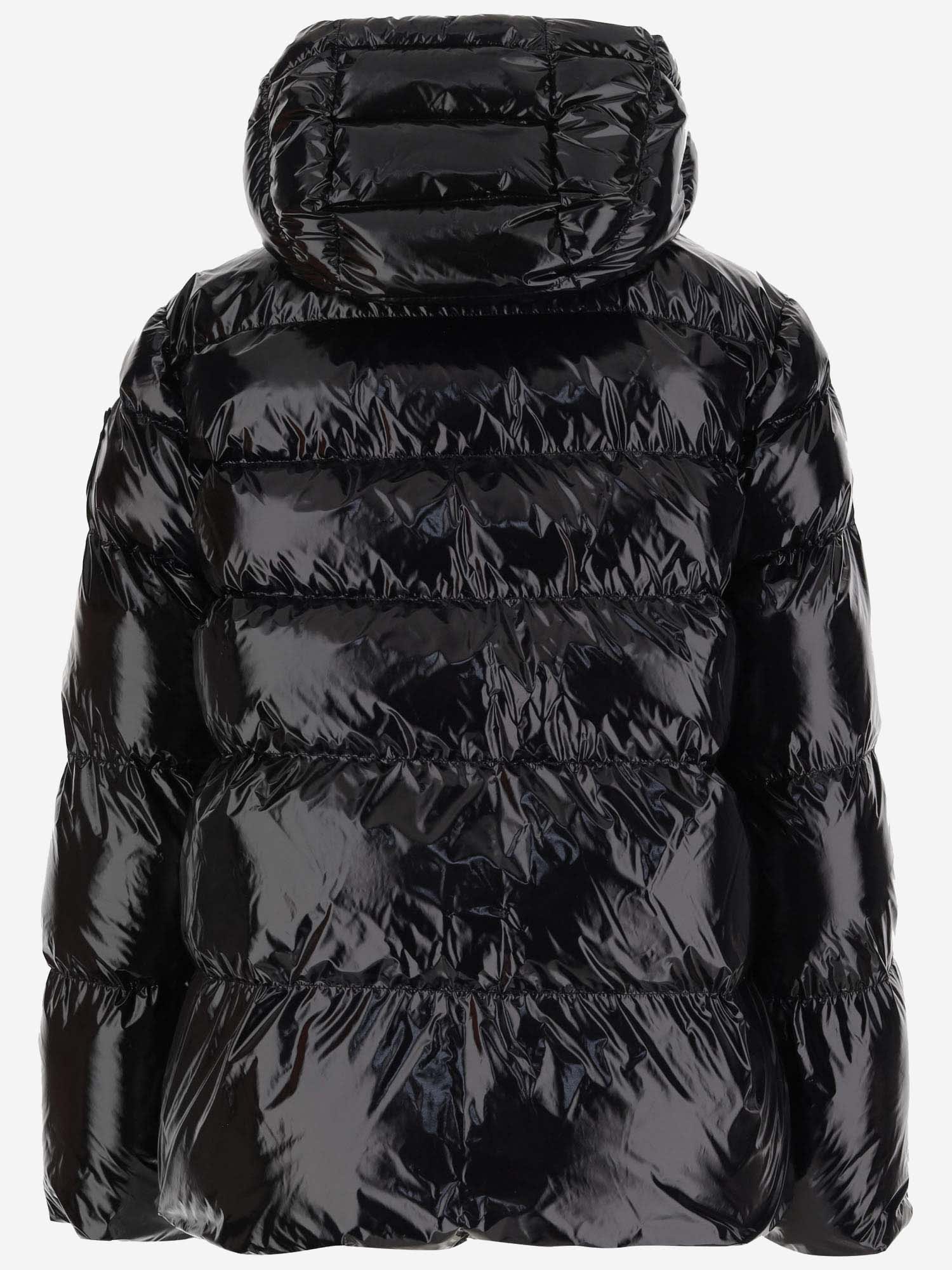 Shop Pinko Nylon Down Jacket With Logo In Black