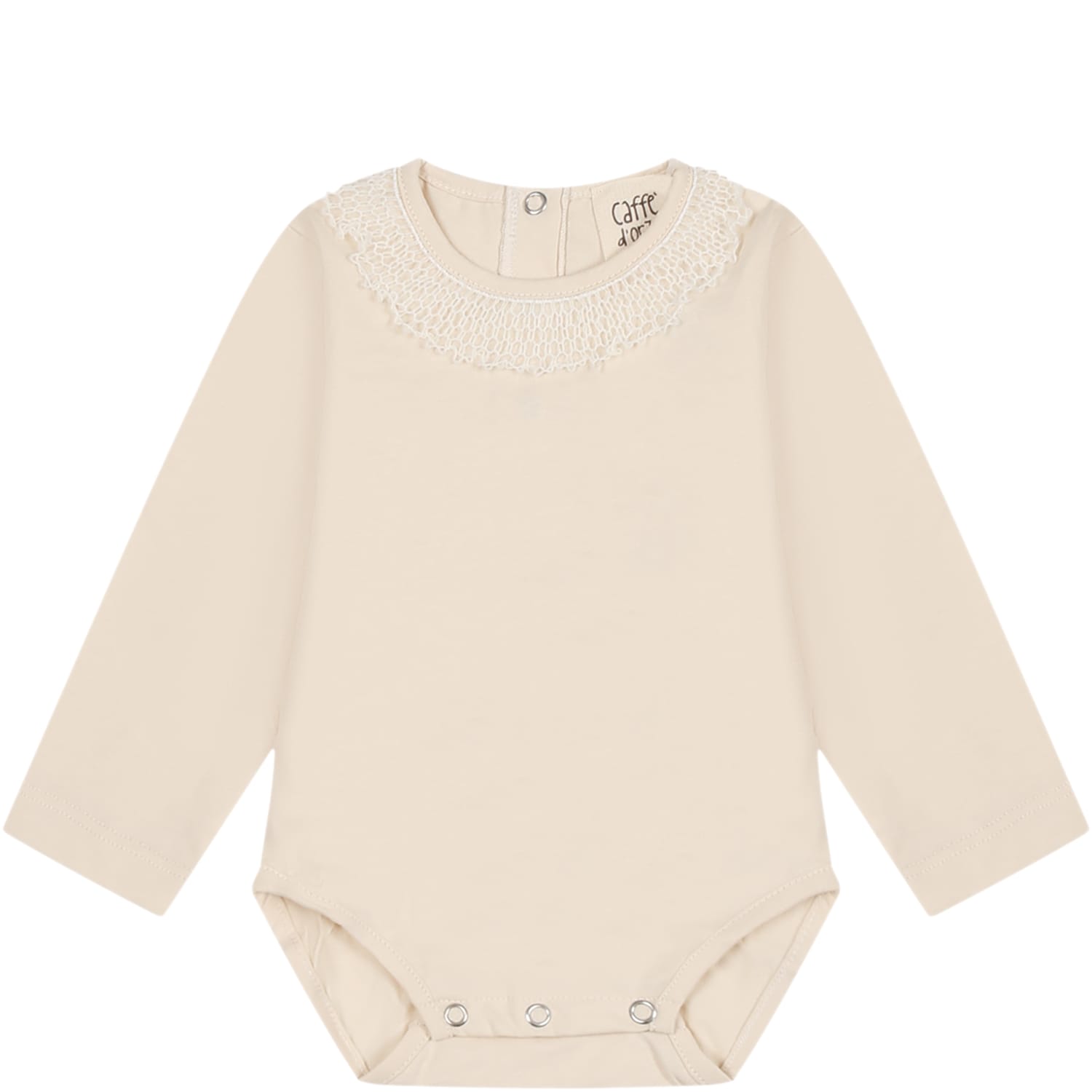 Caffe' D'orzo Ivory Body For Baby Girl With Ruffles In Cream Colour