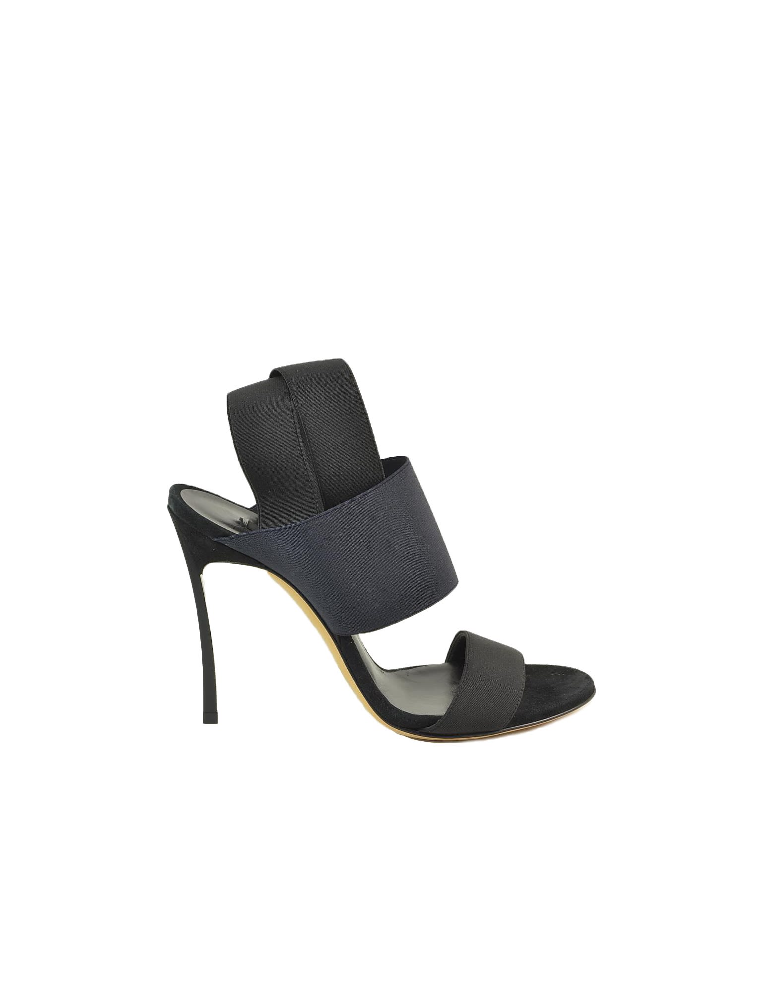 Casadei Black Elastic Oversized Strap Stiletto Sandals