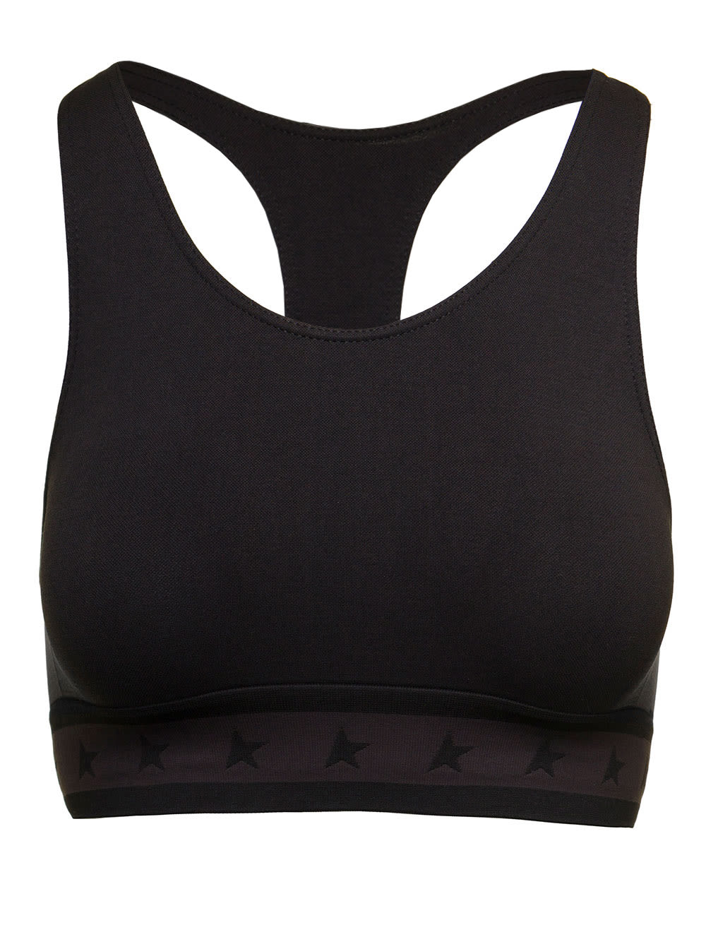 Golden Goose Black Sports Top With Branded Elastic Band In Stretch Polyamide Woman
