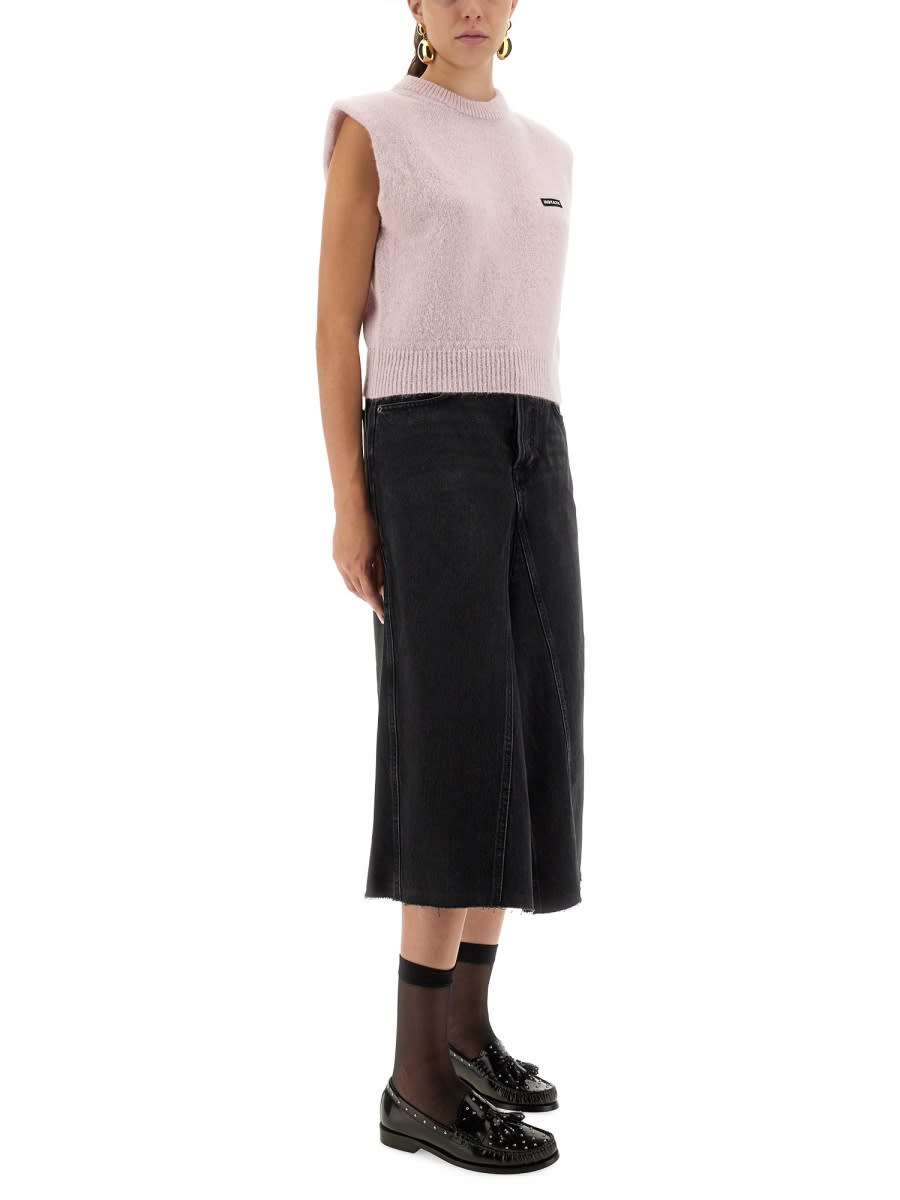 Rotate Birger Christensen Rotate Birgerchristensen Short Vest Shirt With Logo In Pink