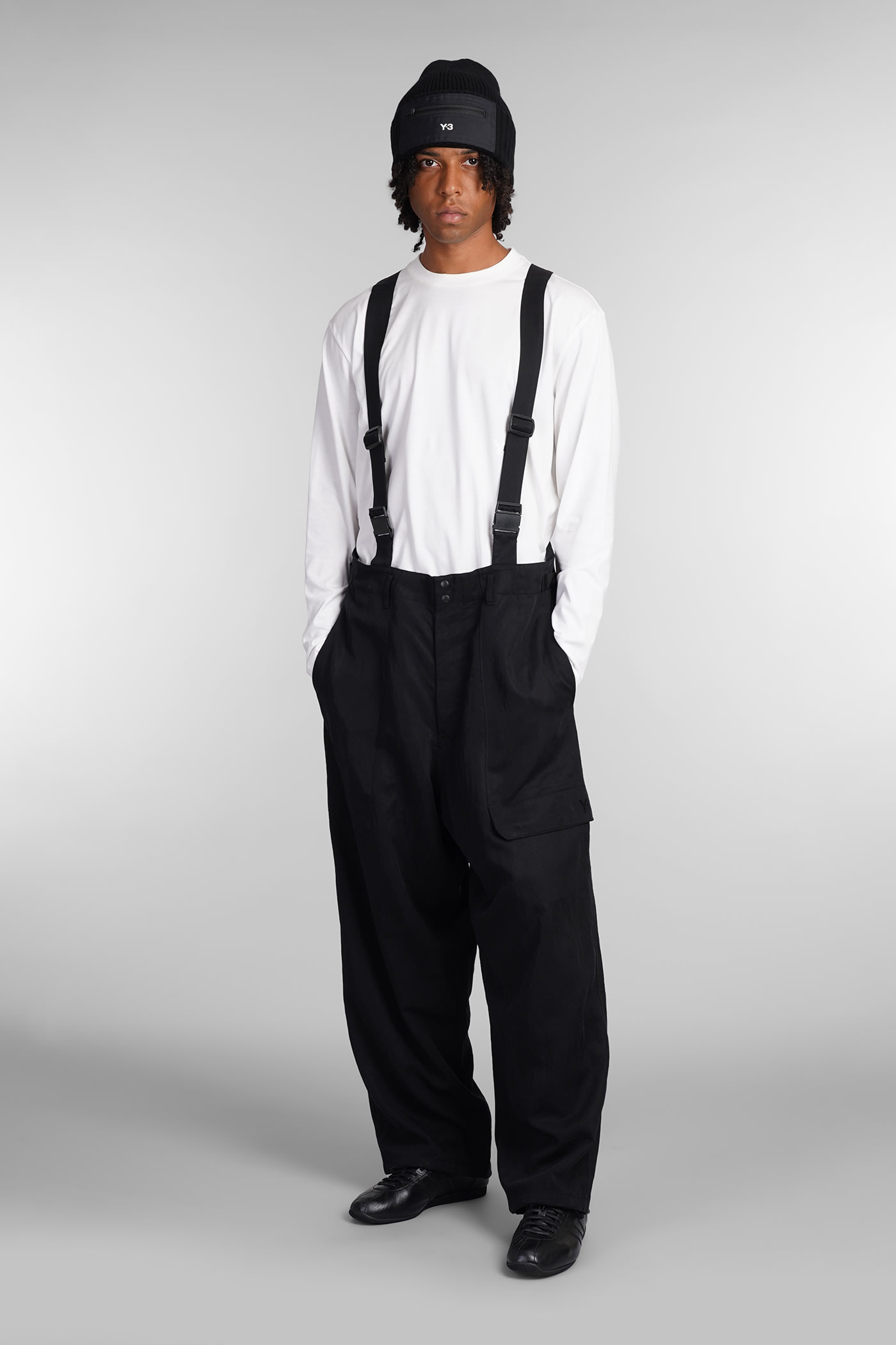 Shop Y-3 Pants In Black Wool And Polyester