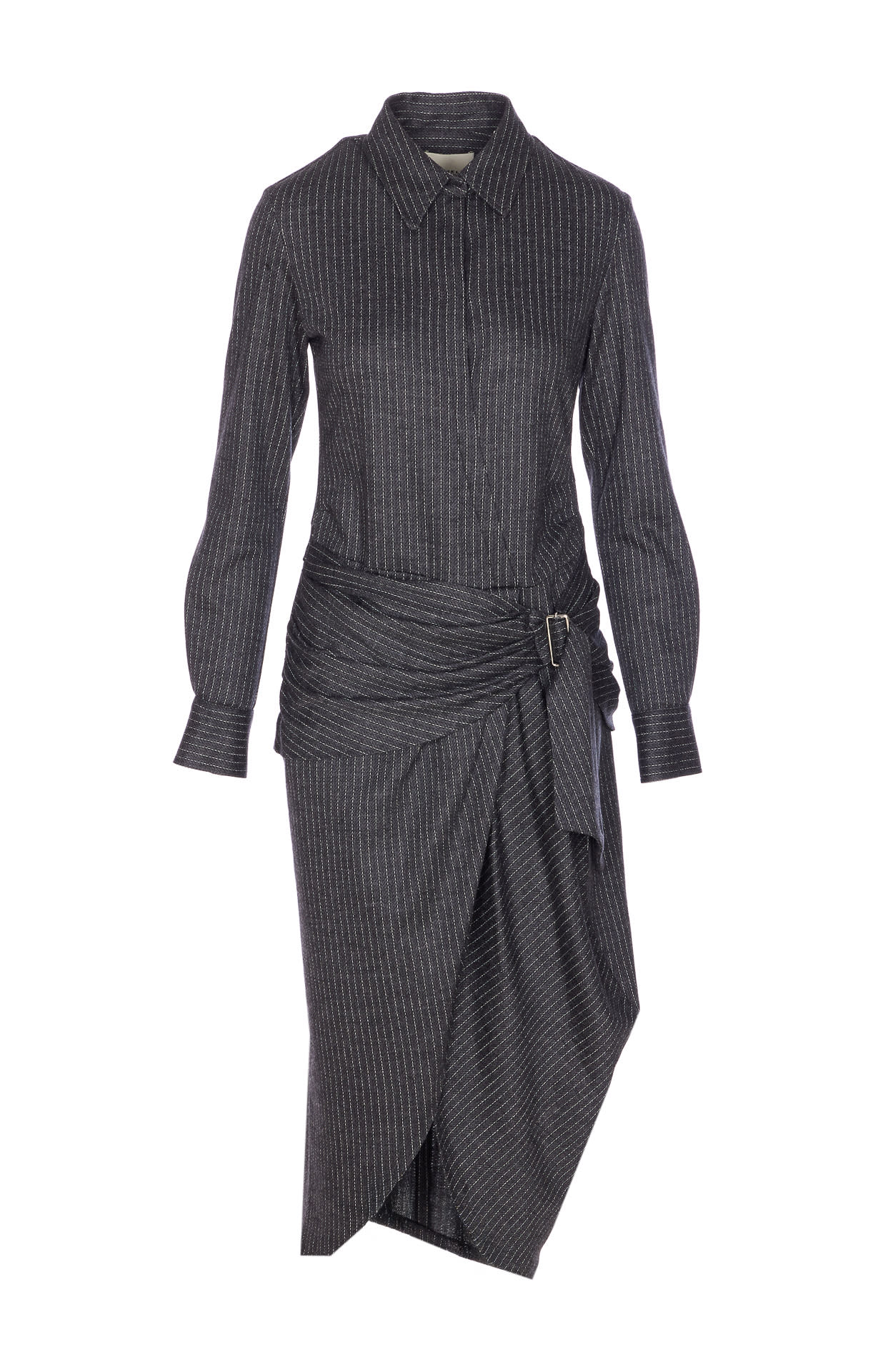 Isabel Marant Romeo Pinstripe Virgin Wool Blend Button-up Shirt In Black