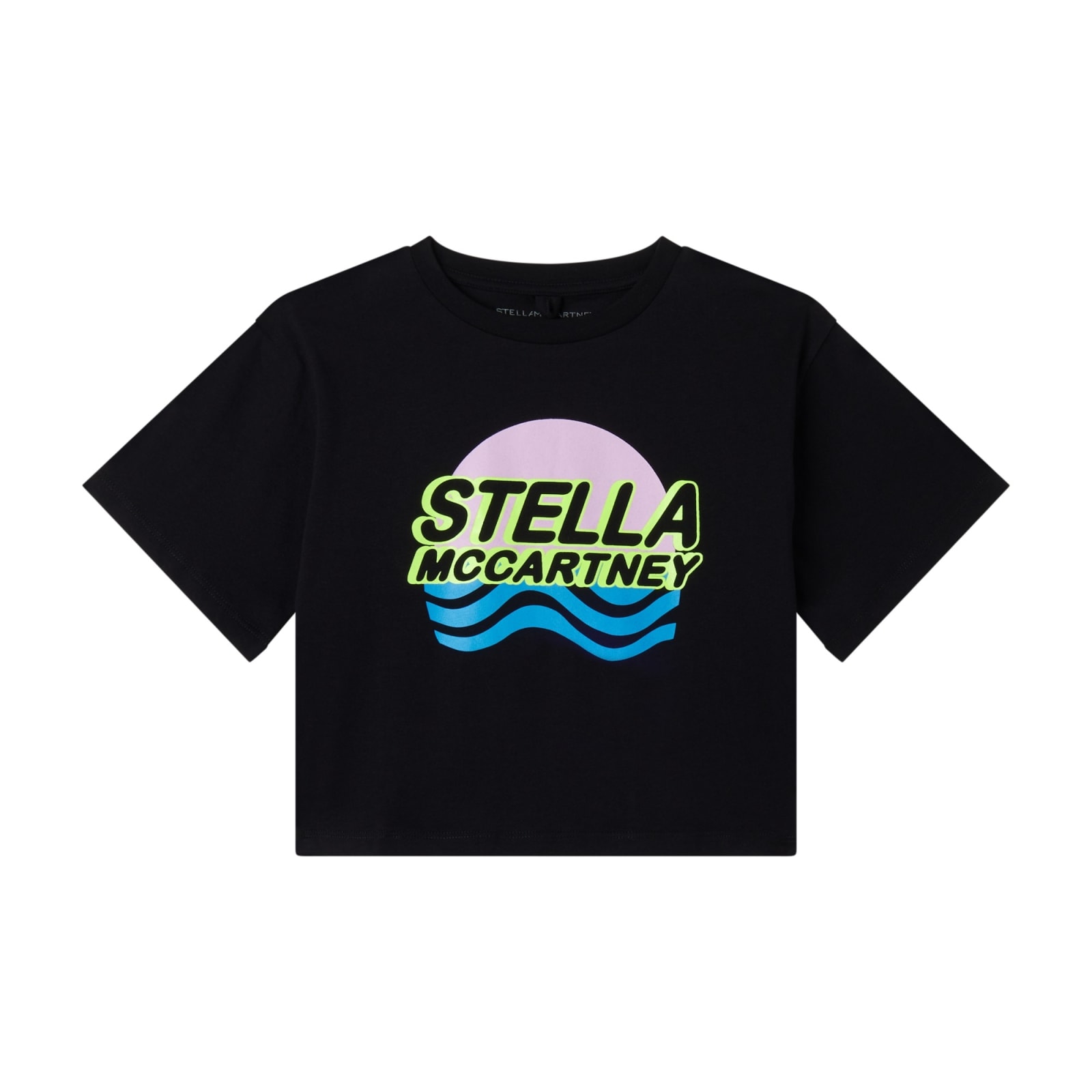 Shop Stella Mccartney Cropped T-shirt With Print In Black