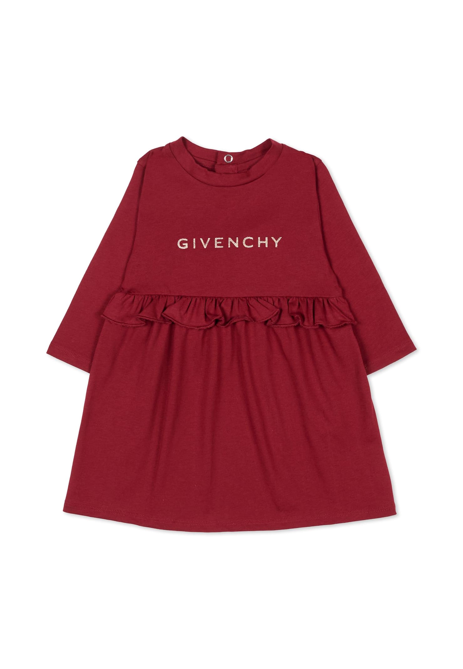 Givenchy Burgundy Dress For Baby Girl With Logo In Burgundy