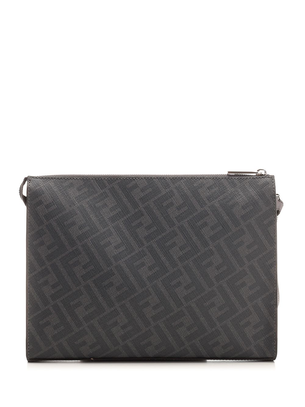 Shop Fendi Diagonal Flat Pouch In Grey