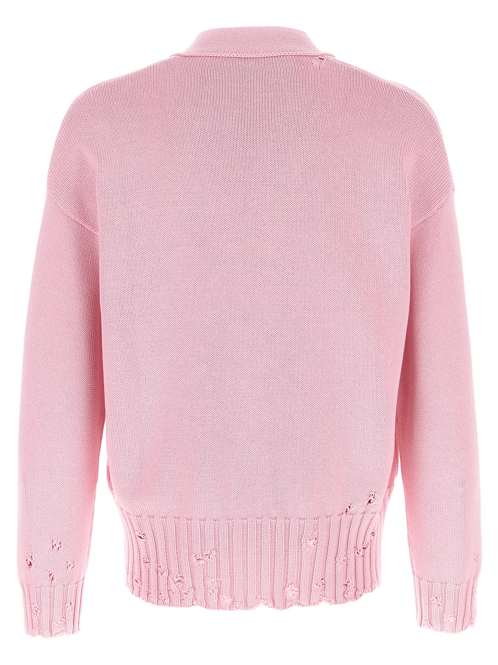 Marni Distressed Detailing Knit Cardigan In Pink