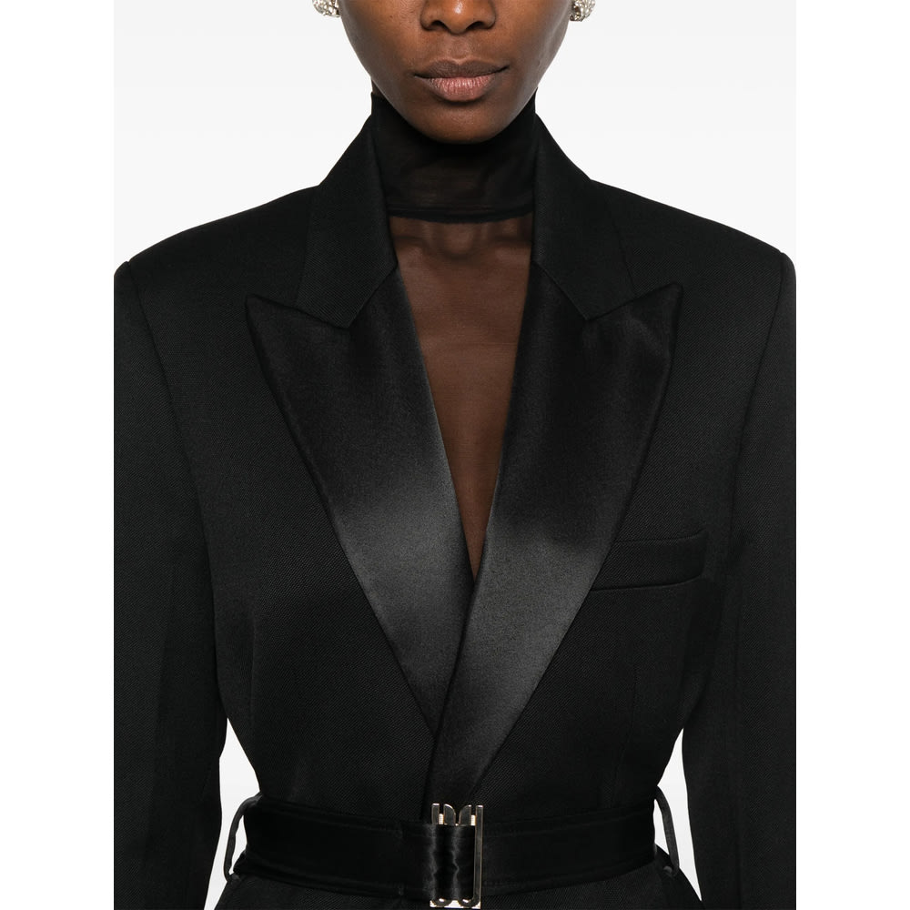 Victoria Beckham Shawl-lapel Slit Coat In Black