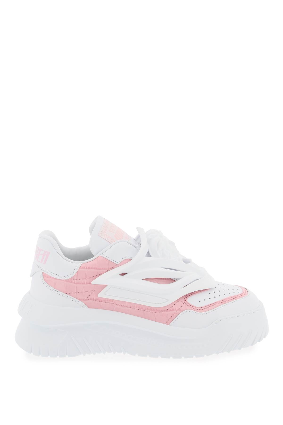 Shop Versace Odissea Sneakers In White English Rose (white)