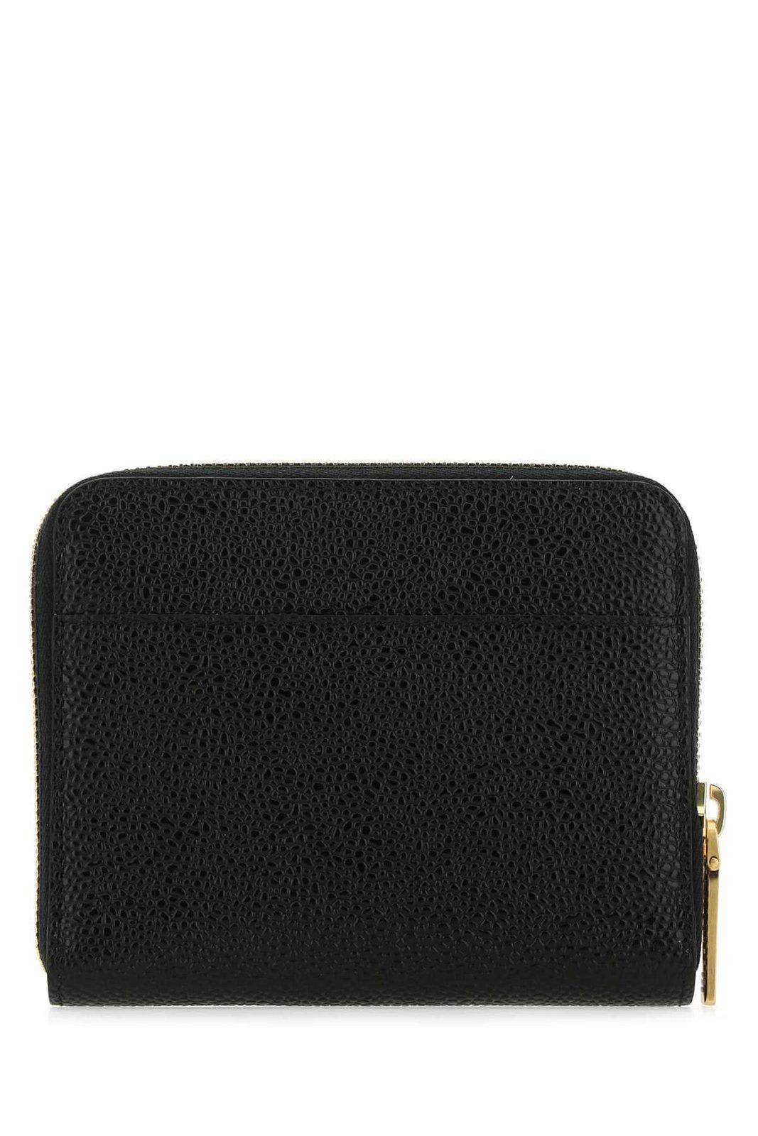 Shop Thom Browne Logo Embossed Zipped Wallet In Black