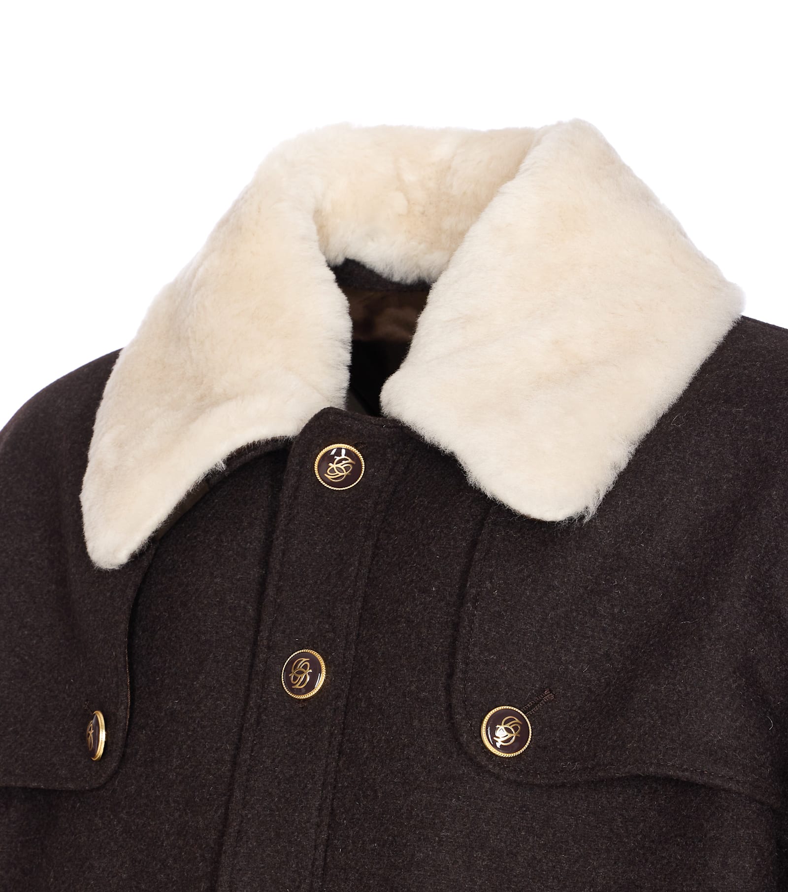 Drôle De Monsieur Long Sleeve Jacket With Faux Fur Collar In Black