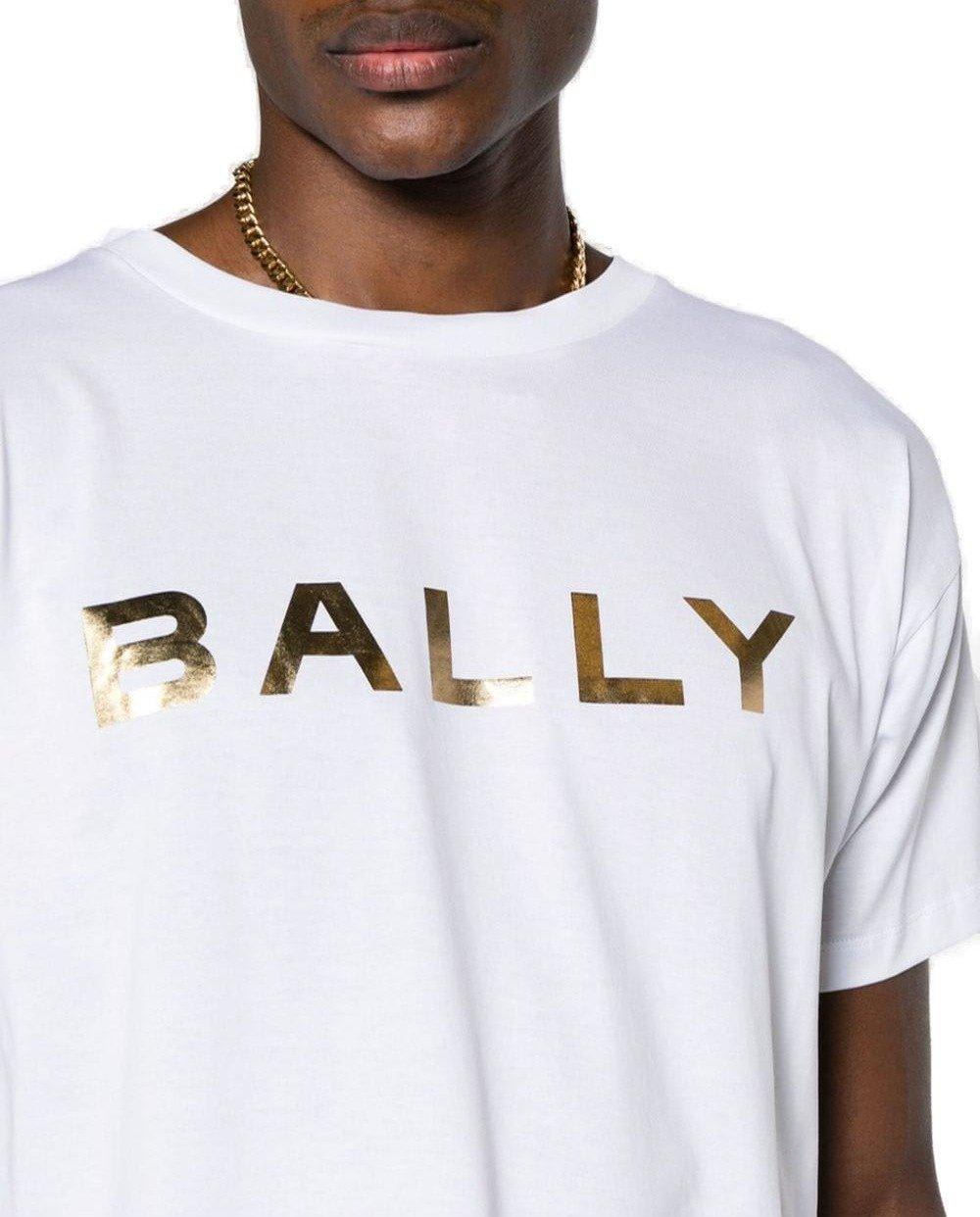 Shop Bally Logo Printed Crewneck T-shirt In White