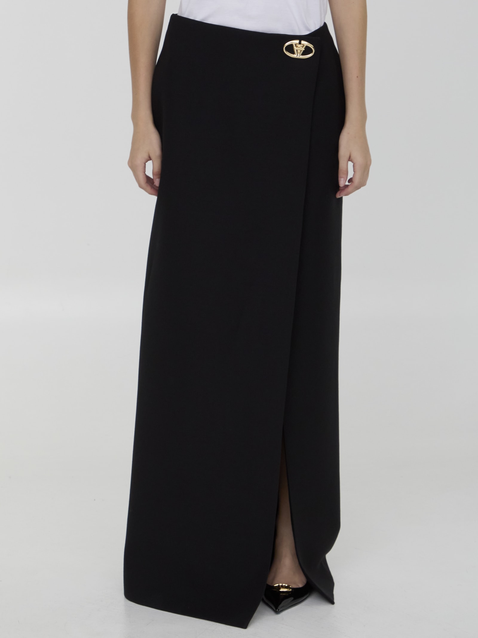 Shop Valentino Skirt In Crepe Couture In Black