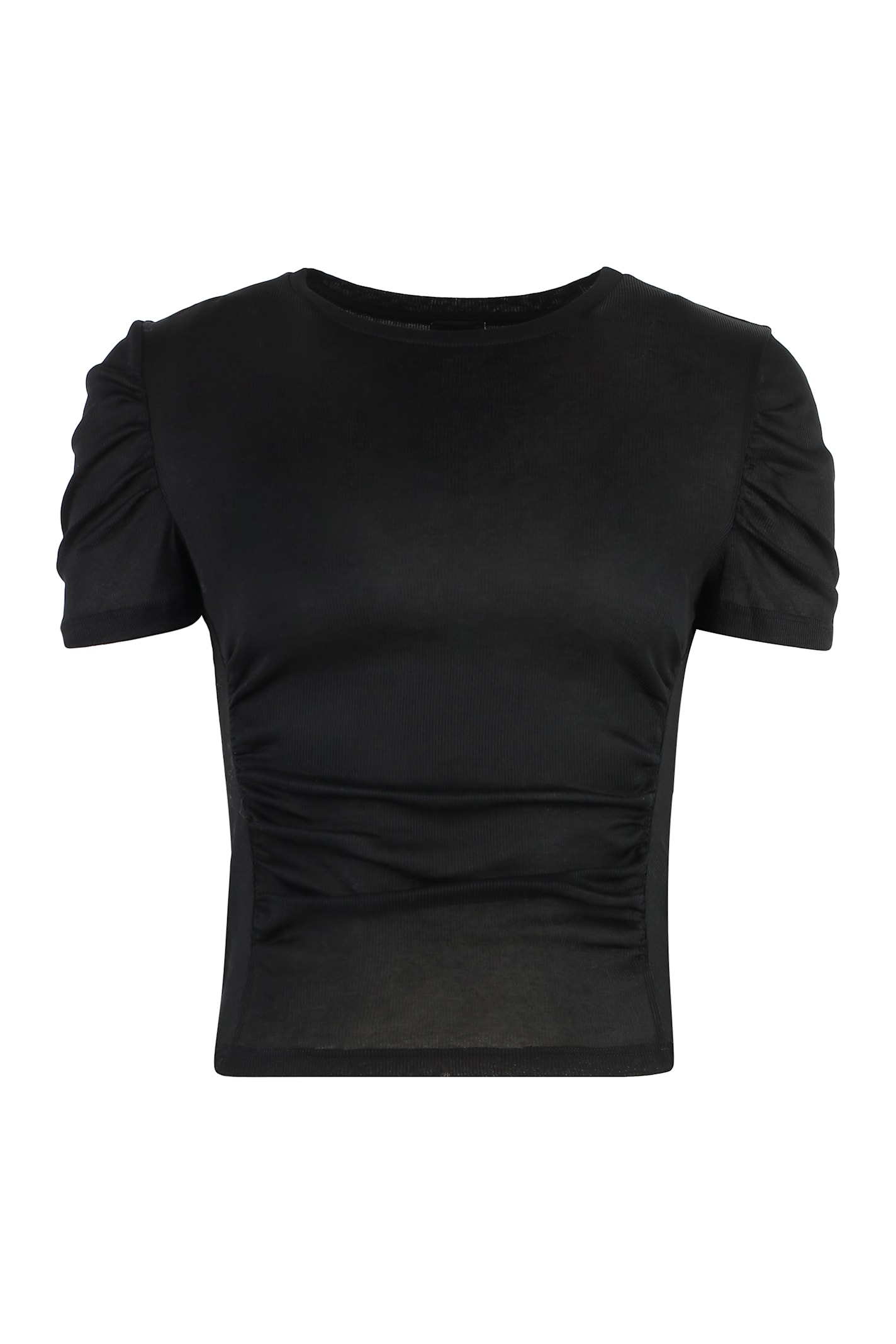 Pinko Martello Semi-sheer Ruched Top In Black