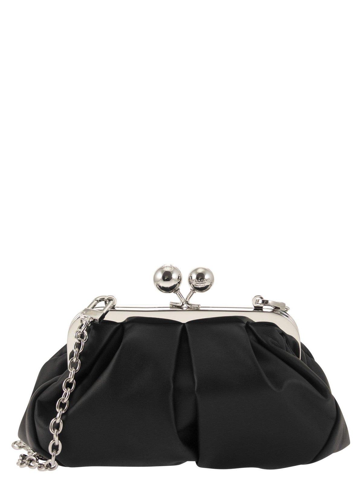 Shop Weekend Max Mara Pasticcino Chain-link Small Clutch Bag In Nero