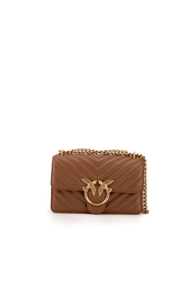 Pinko Mini Love One Chevron Bag In Brown