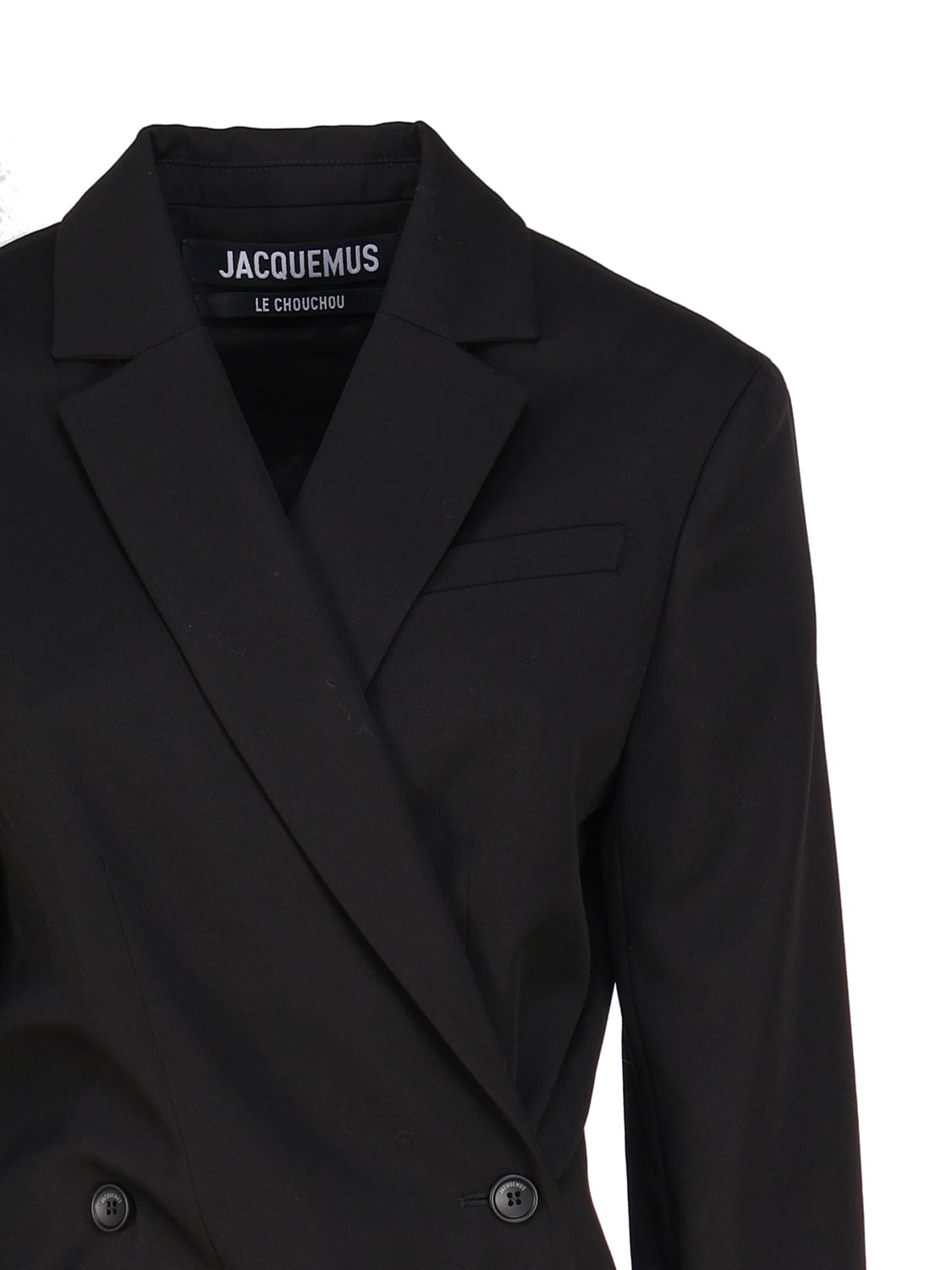 Shop Jacquemus Jacket Dress In Cotton Tibau In Black
