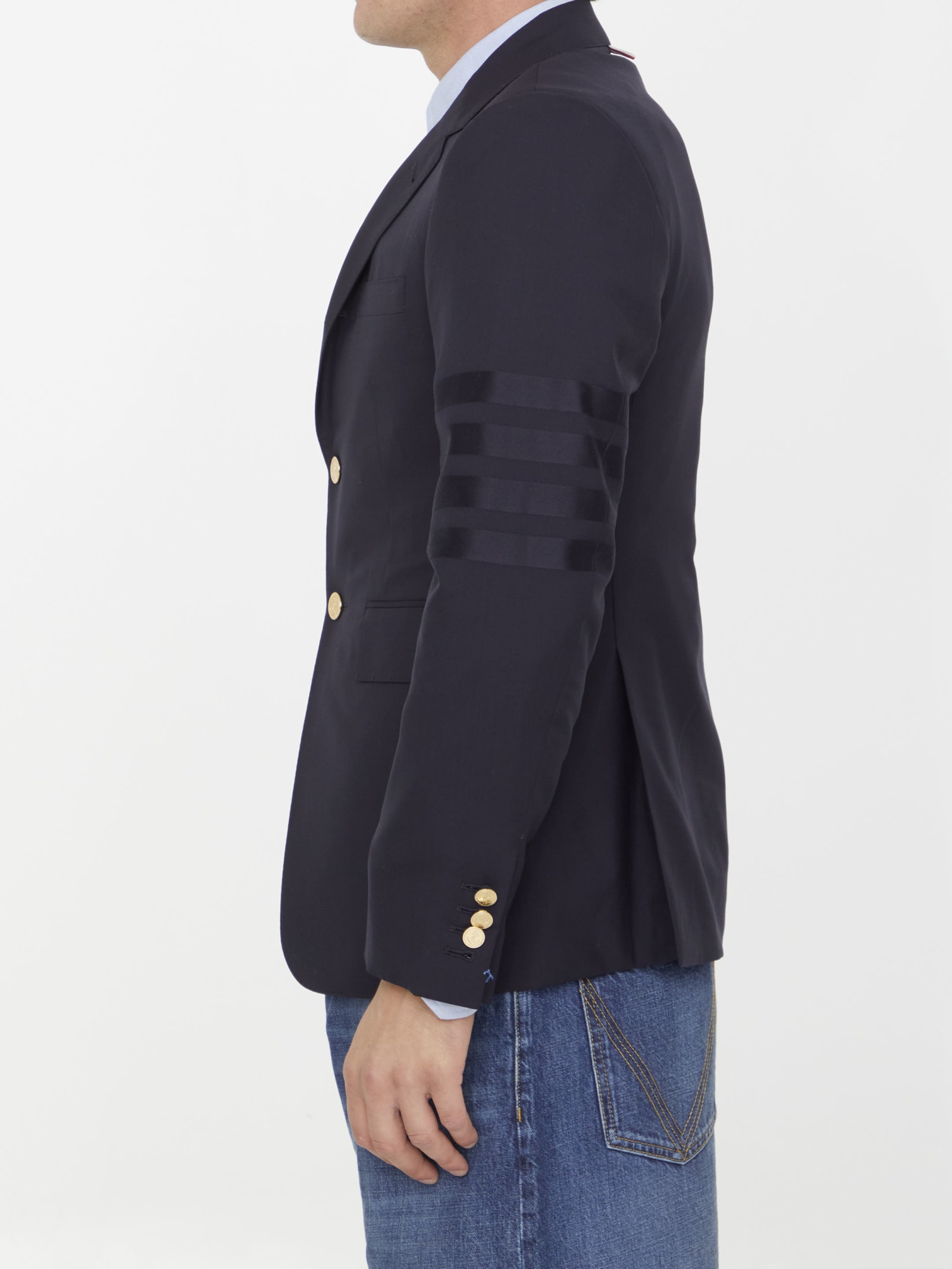 Shop Thom Browne 4-bar Jacket In Blue