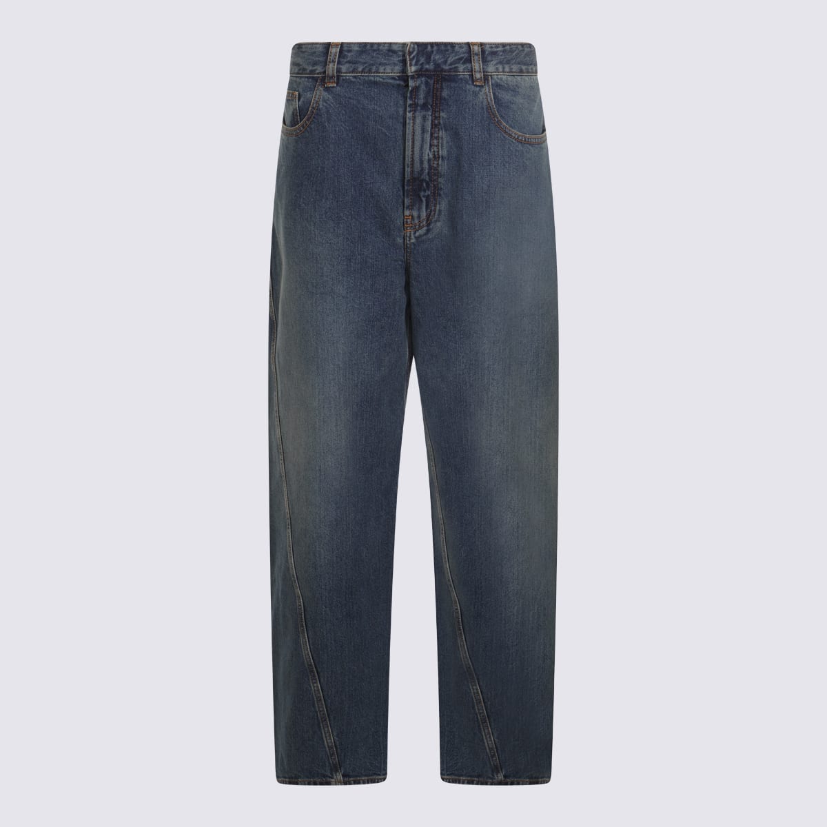 Alaïa Twisted Stitch Wide-leg Jeans In Blue