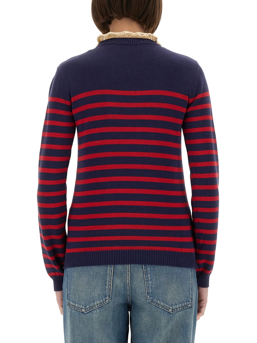 Valentino Knitwear Sweater Asymmetric Neck Design In Blue