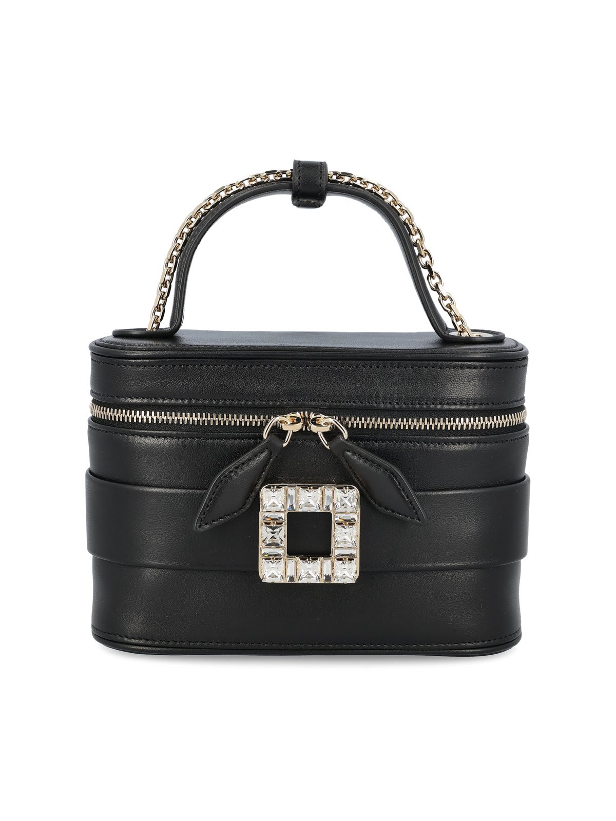 Roger Vivier Embellished Zipped Tote Bag In Black