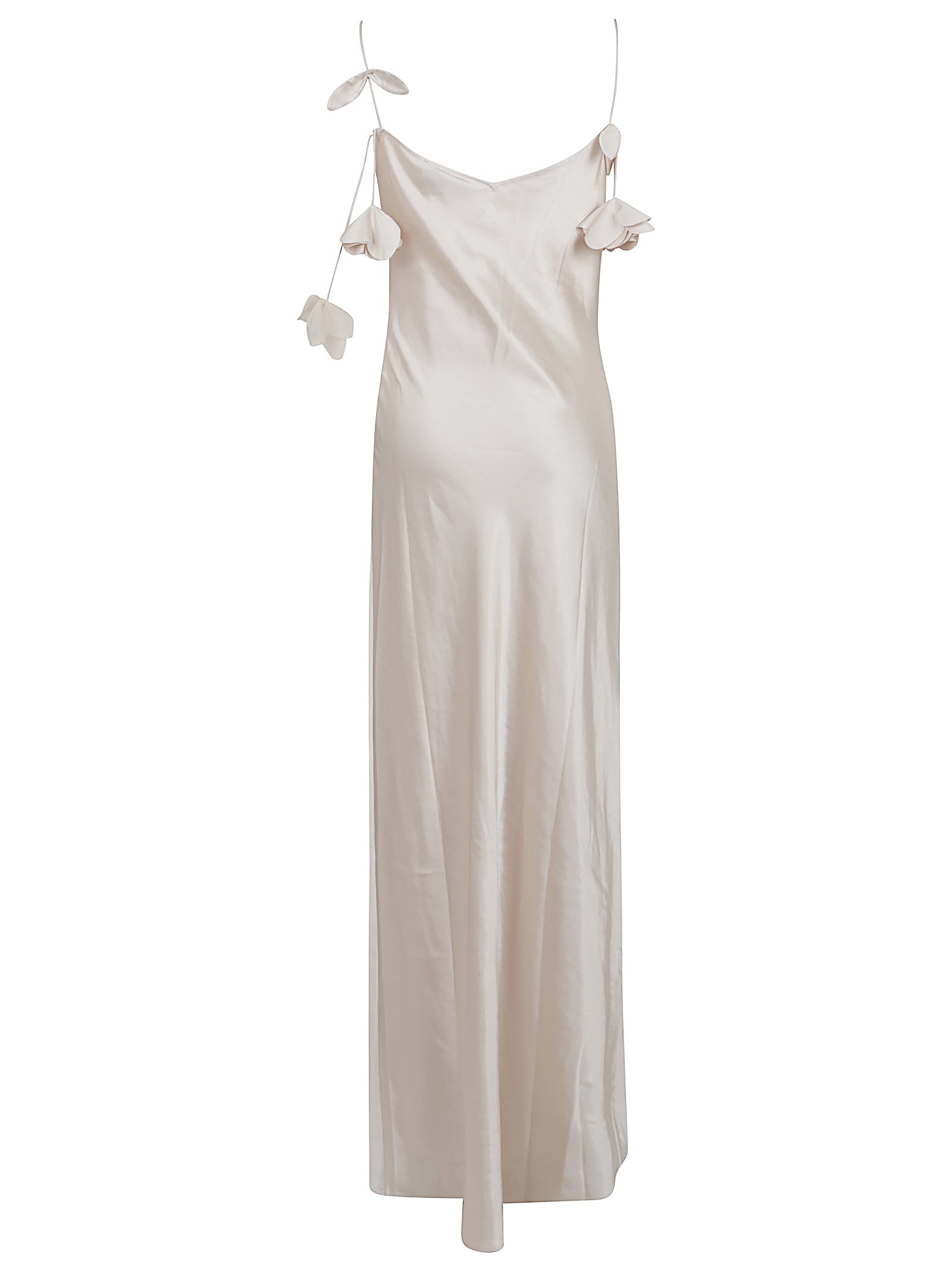 SELF-PORTRAIT CHAMPAGNE SATIN FLOWER MAXI DRESS
