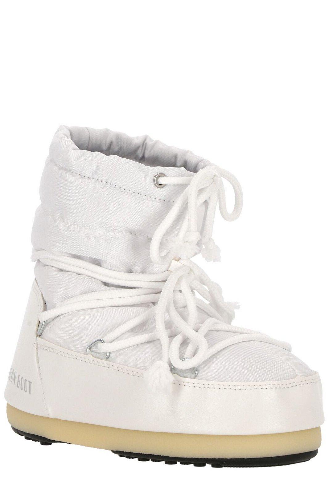 Shop Moon Boot Round Toe Lace-up Ankle Boots In White