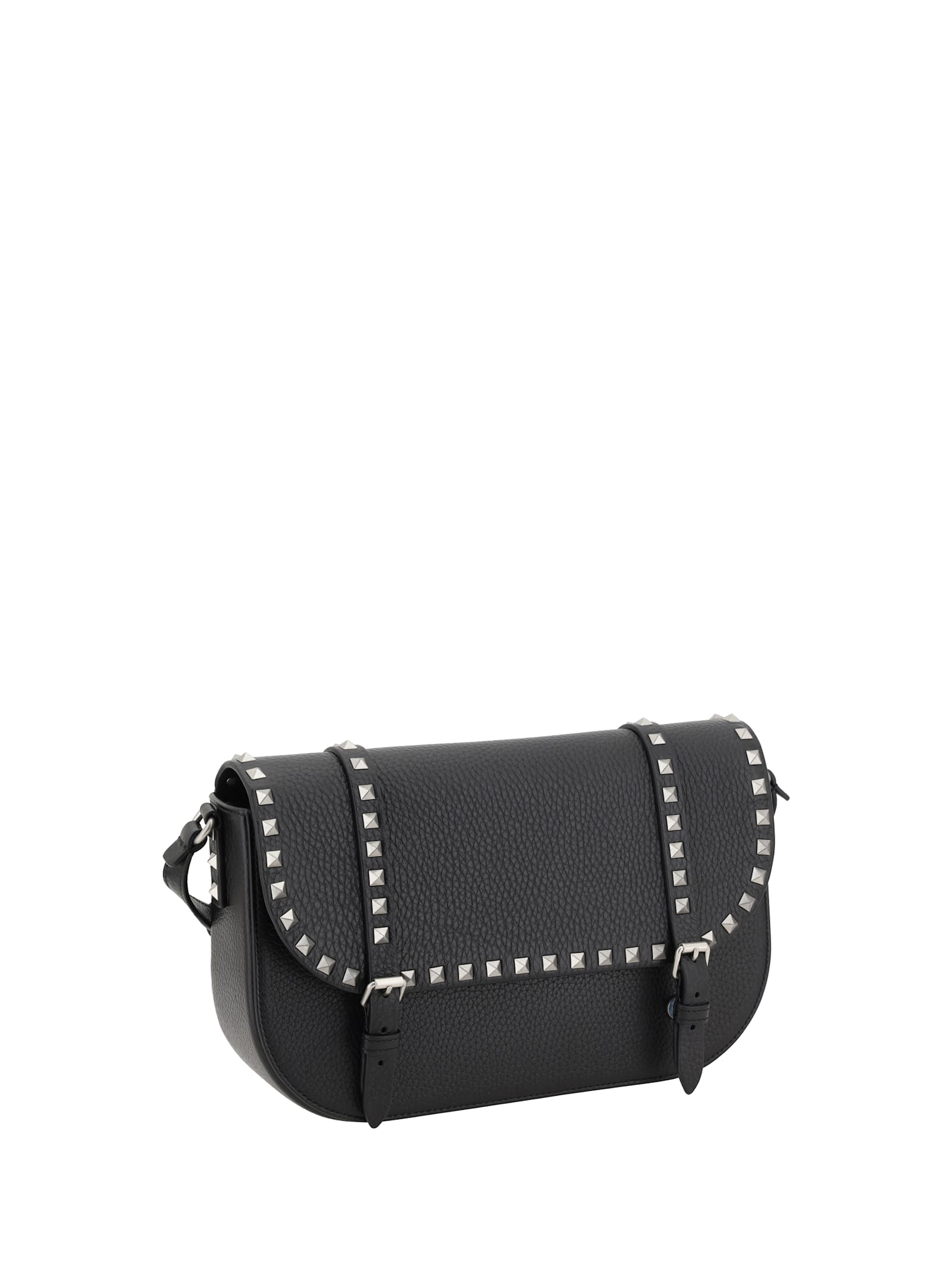 Valentino Rockstud Messenger Shoulder Bag In Nero
