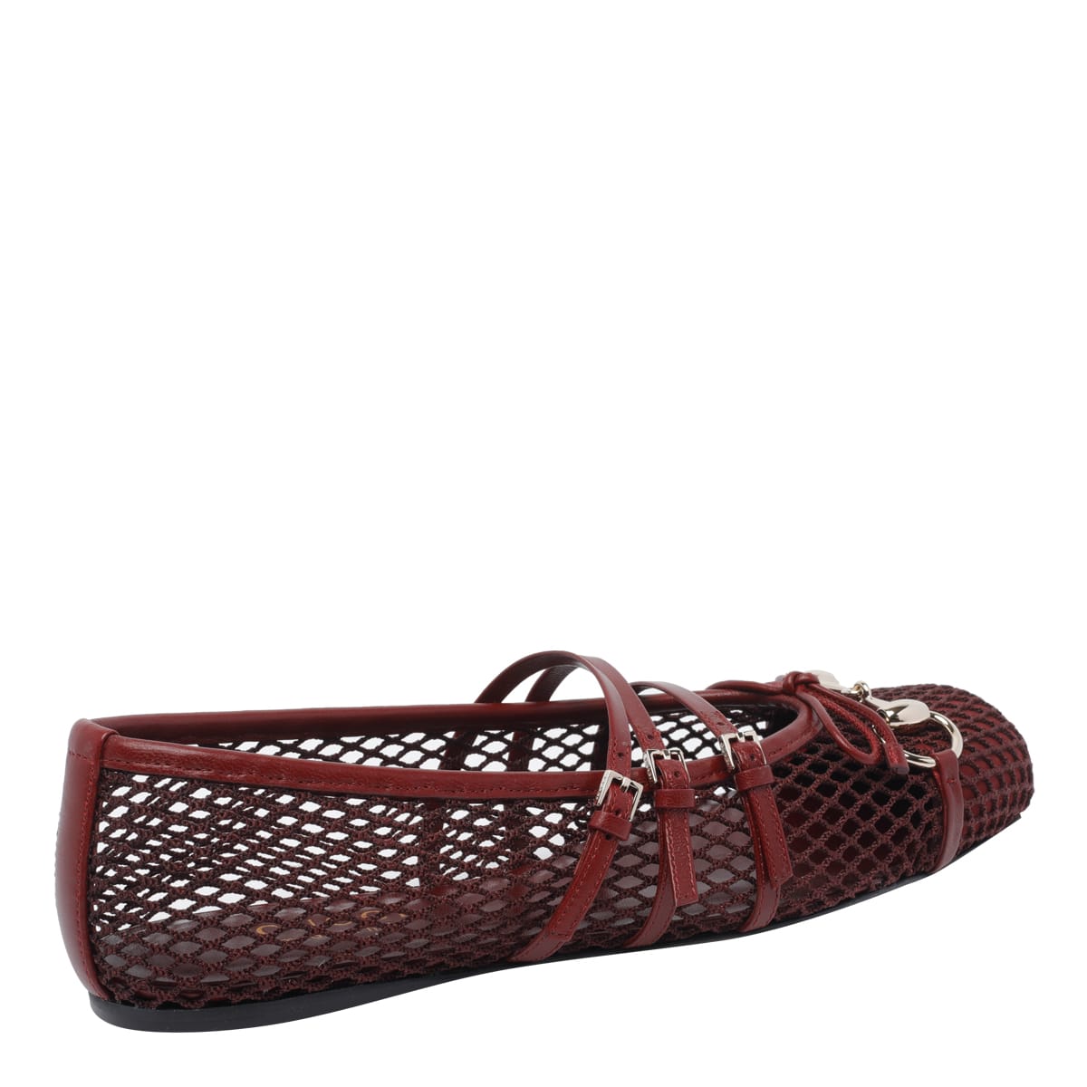 Gucci Net Nappa Triple-strap Horsebit Ballerina Flats In Multi