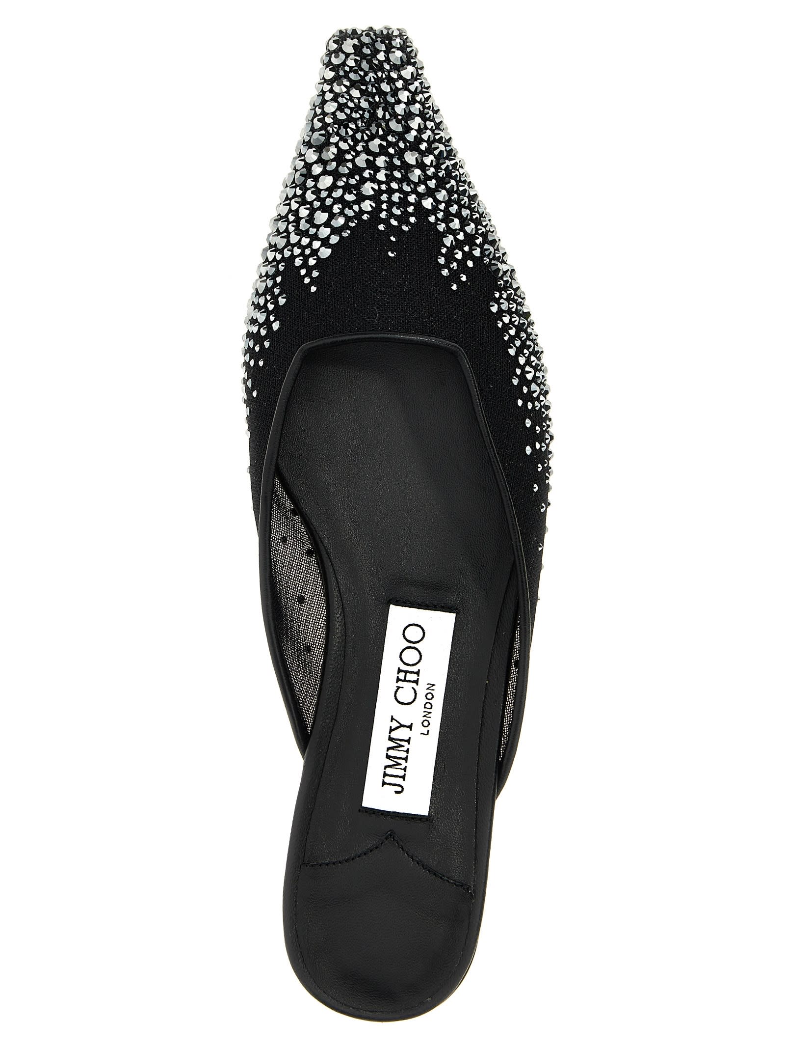 Jimmy Choo Embellished Mesh Pointed Toe Mules In Black