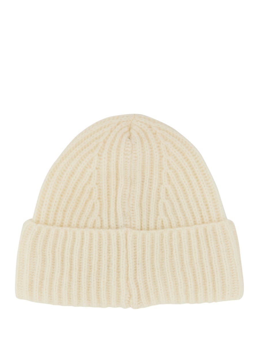 Baracuta Beanie Hat With Logo Patch In White