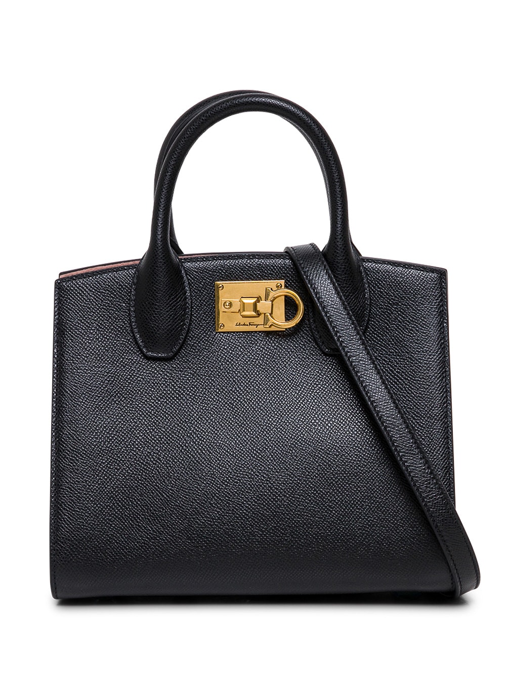 Shop Ferragamo Studio Box Black Leather Handbag