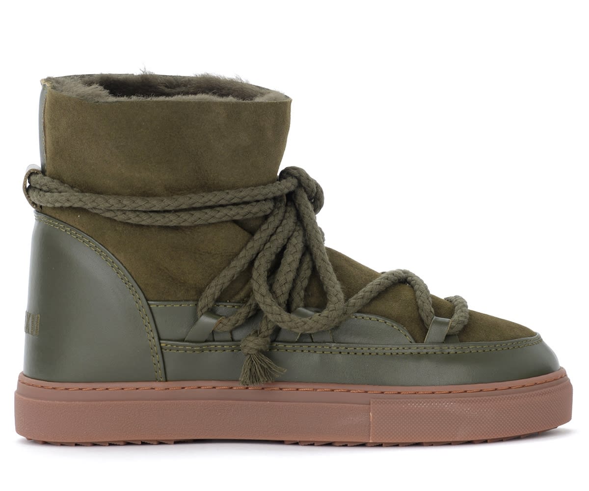 Inuikii Green Suede Leather Sneaker Classic Ankle Boot