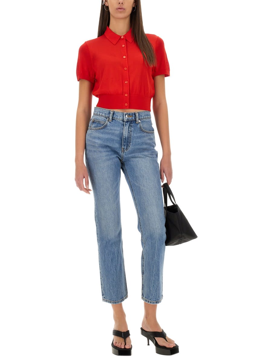 Alexander Wang T T By Alexander Wang Light Wash High Waist Jeans In Denim
