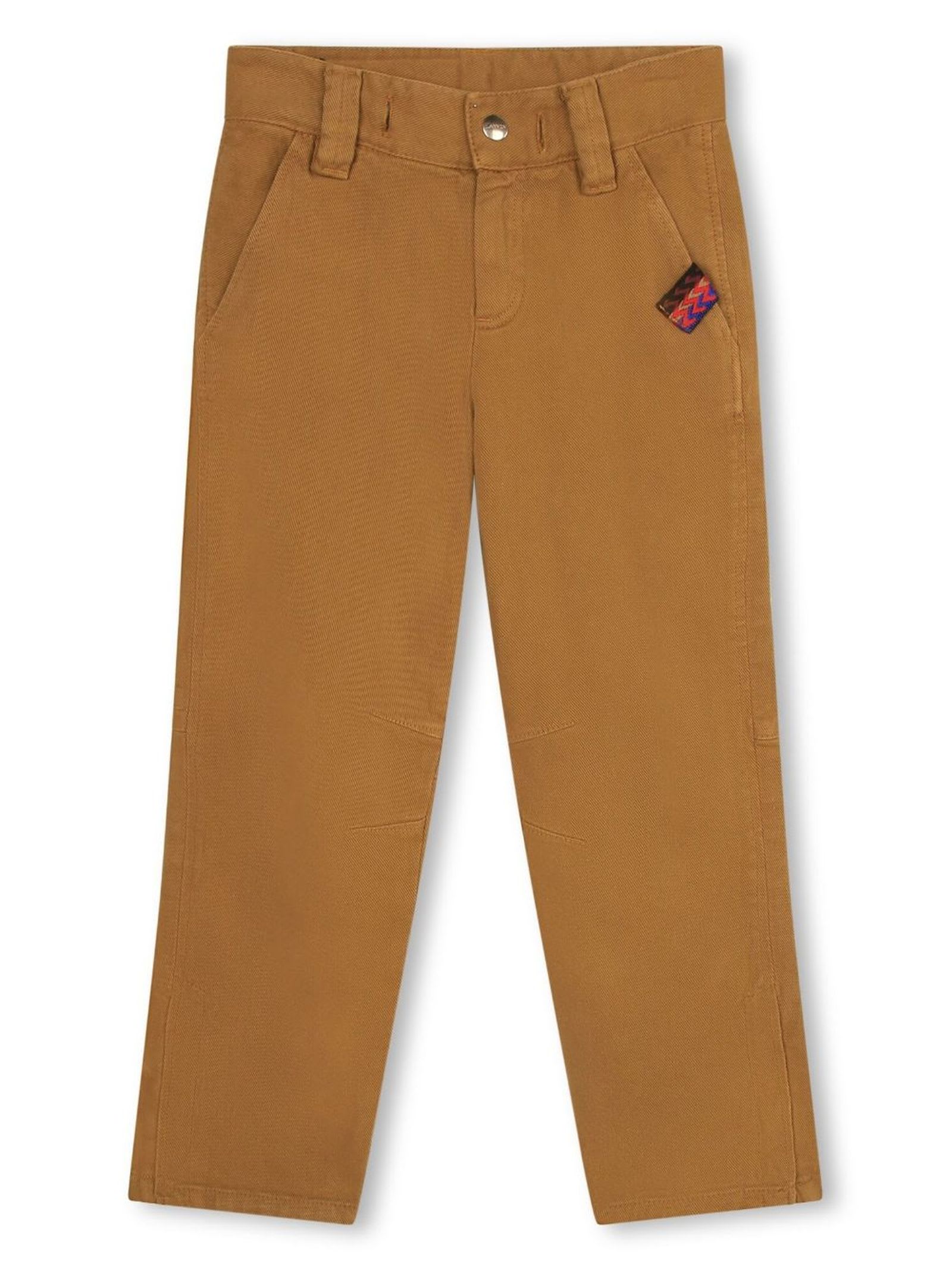 Shop Lanvin Butterscotch Brown Cotton Trousers In Beige