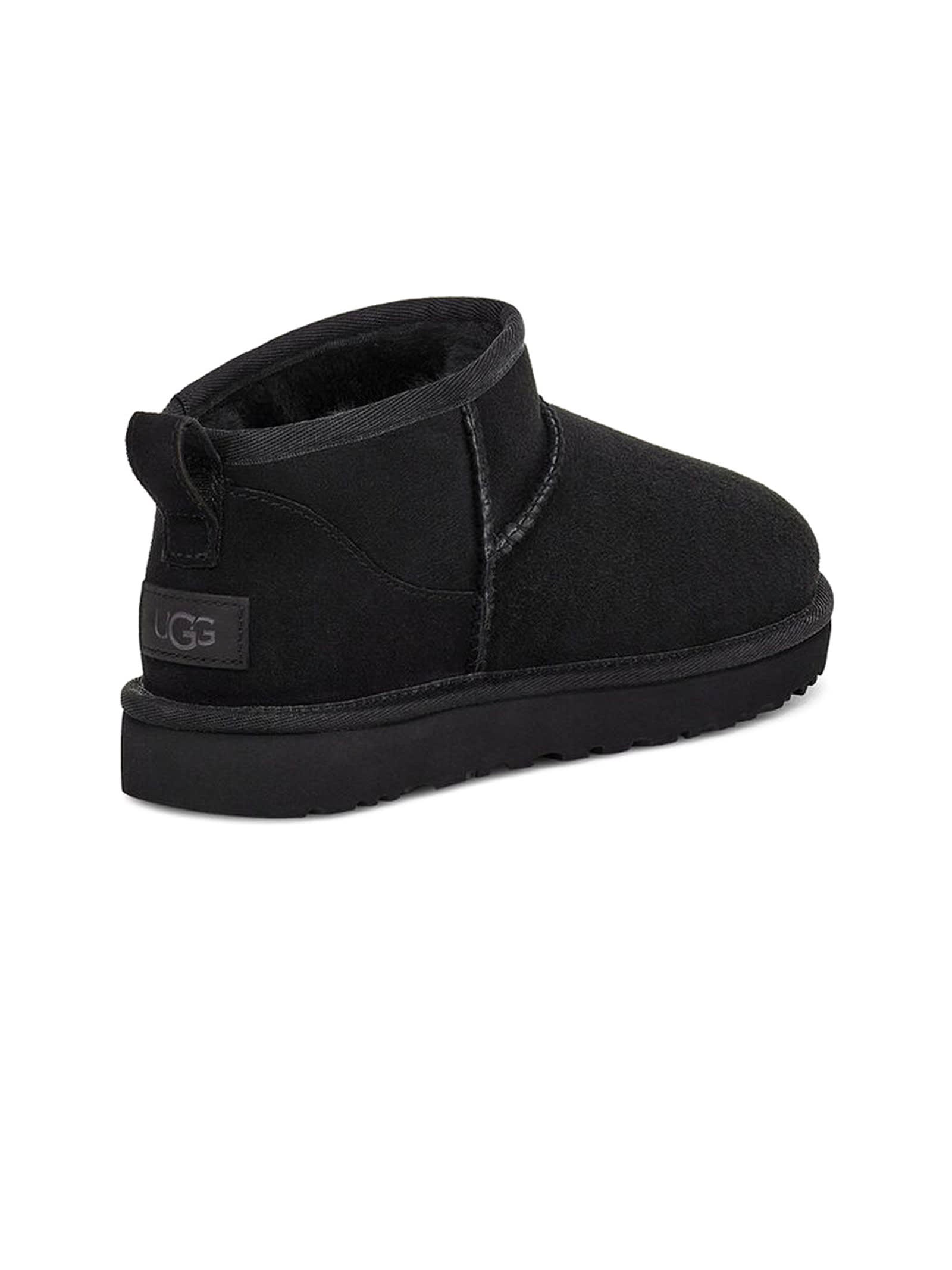 Shop Ugg Black Twinface Sheepskin Classic Ultra Min Boots