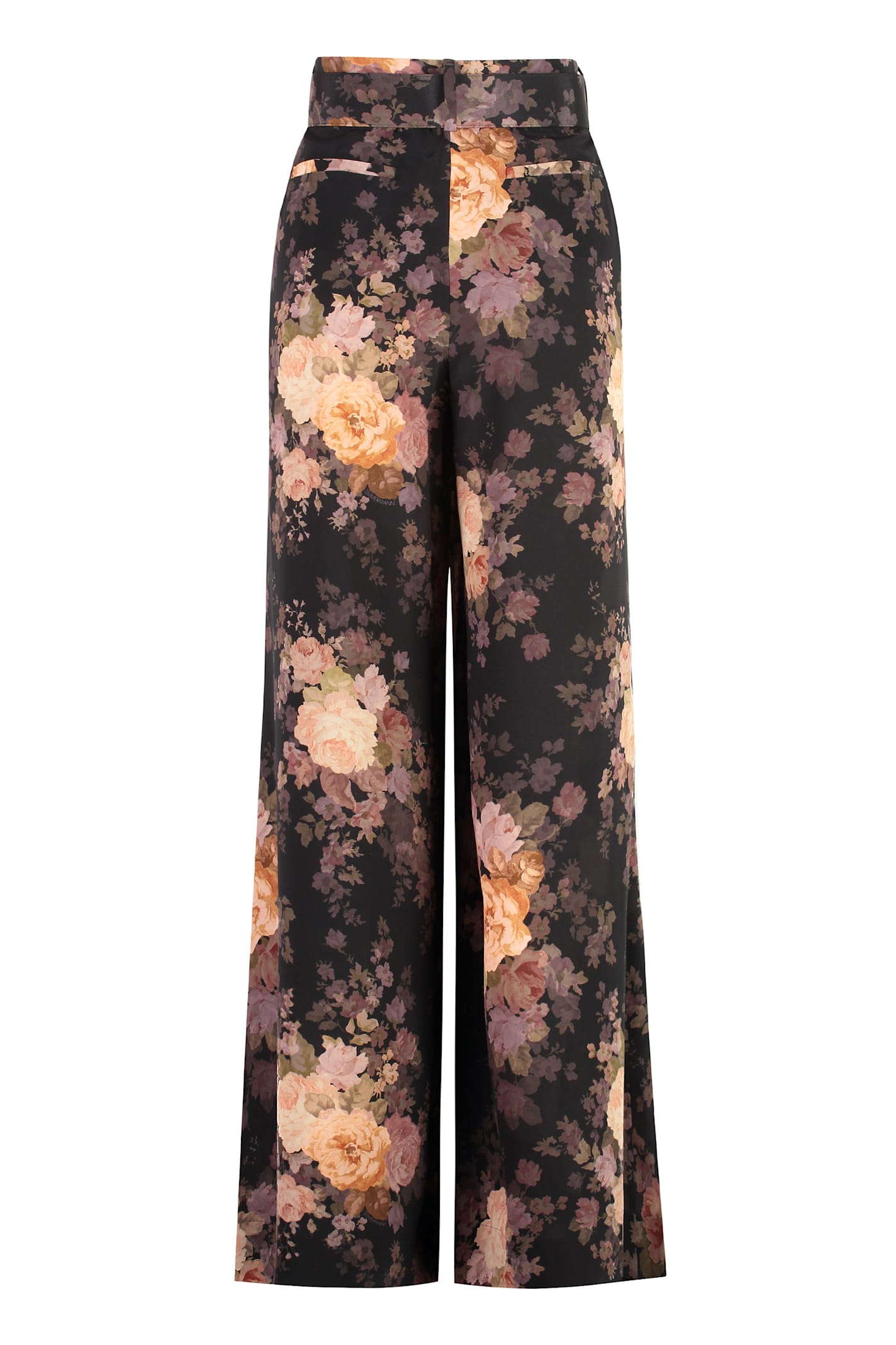 Shop Zimmermann Illustration Tuck Silk Trousers In Black