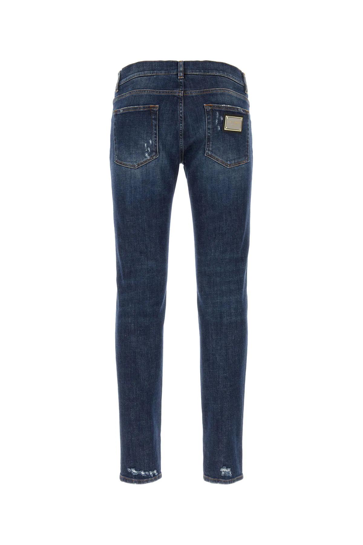 Shop Dolce & Gabbana Blue Stretch Denim Jeans
