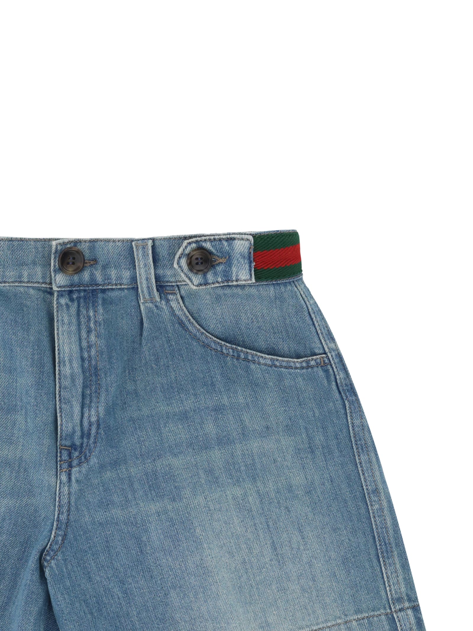 Shop Gucci Bermuda Shorts For Boy In Blue/mix