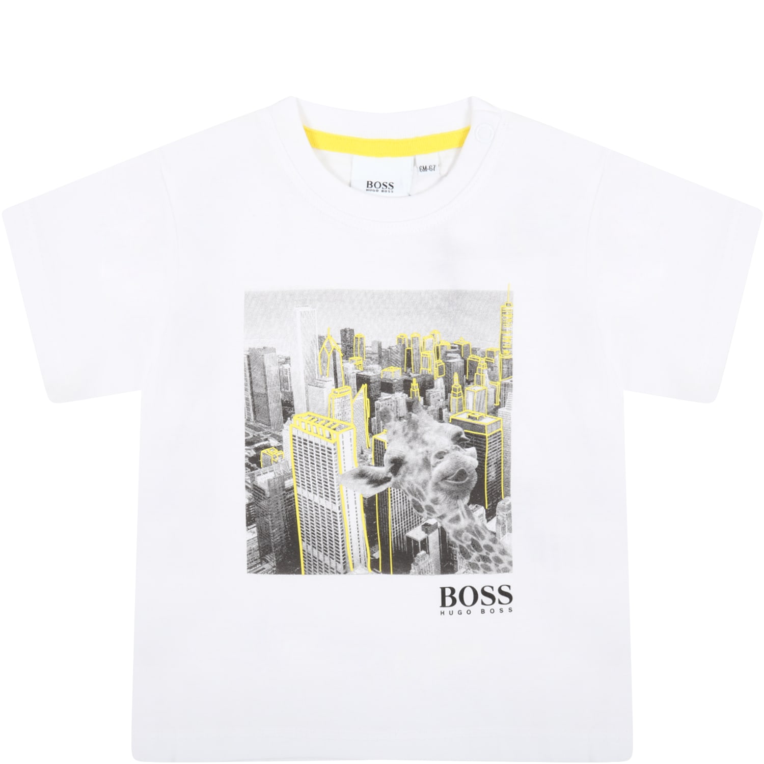 Hugo Boss Cottons WHITE T-SHIRT FOR BABYBOY WITH LOGO