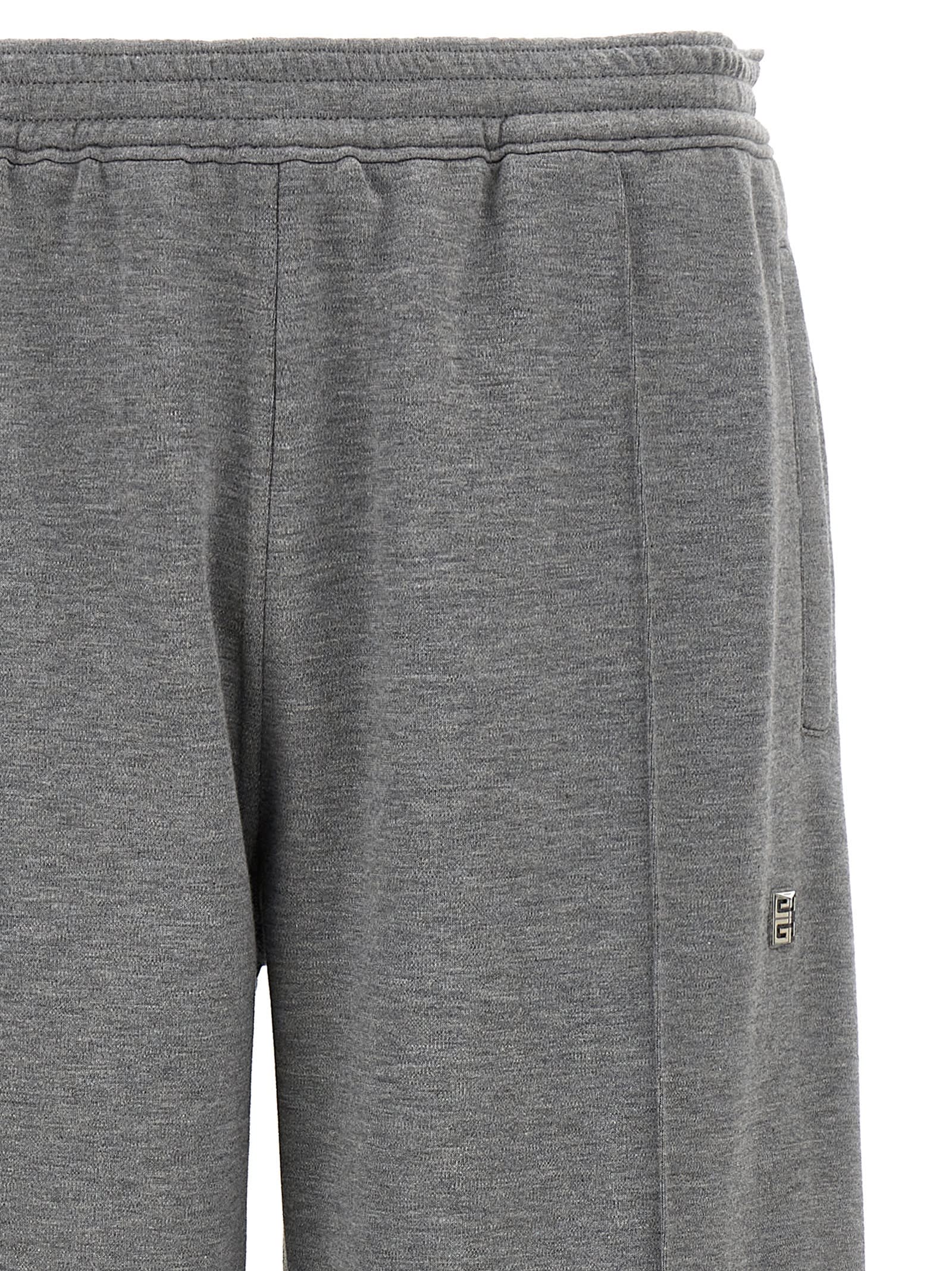 Shop Givenchy Metallic Logo Joggers In Gray