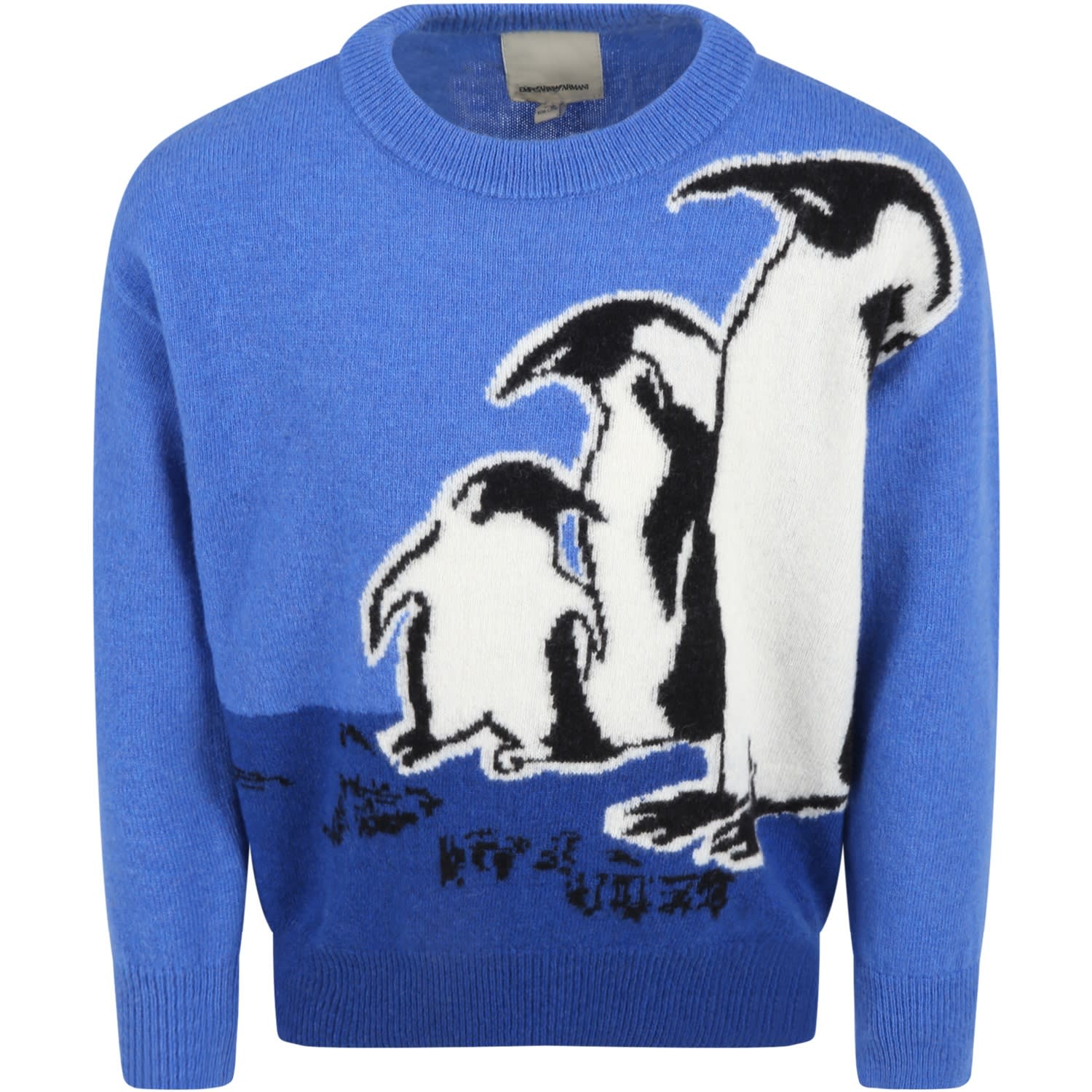 Armani Collezioni Blue Sweater For Boy With Penguins