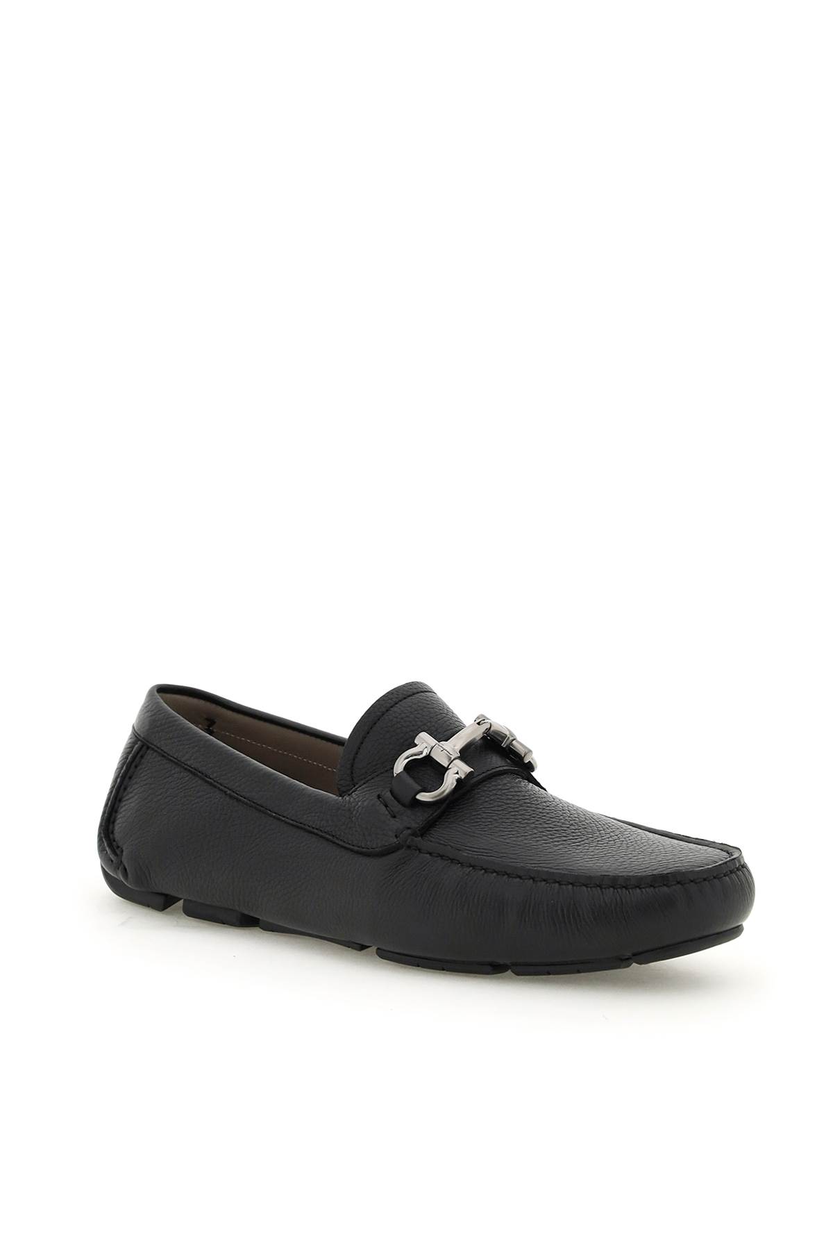 Shop Ferragamo Parigi Leather Mocassins In Black