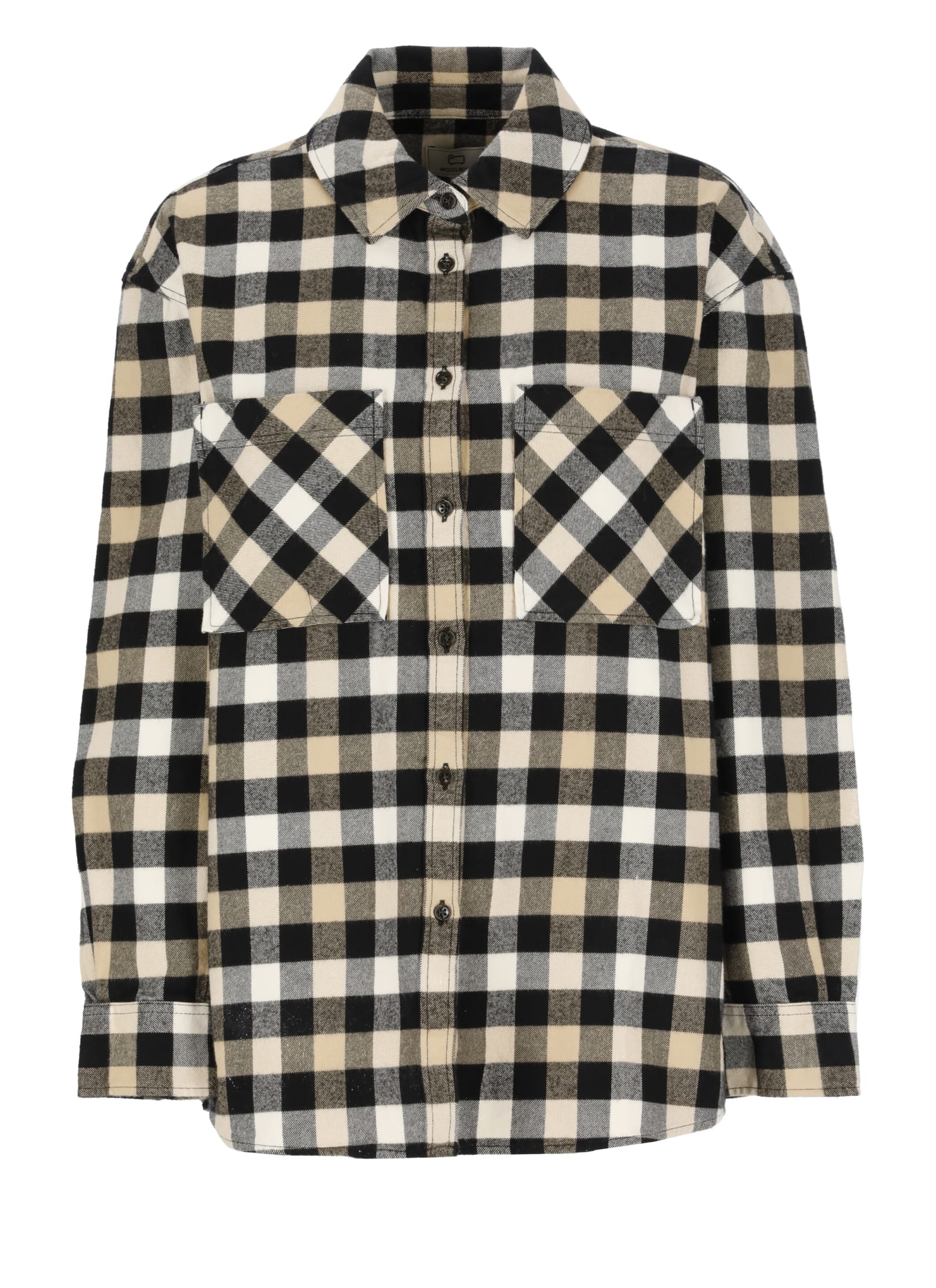 Woolrich Checked Long-sleeve Flannel Shirt In Beige