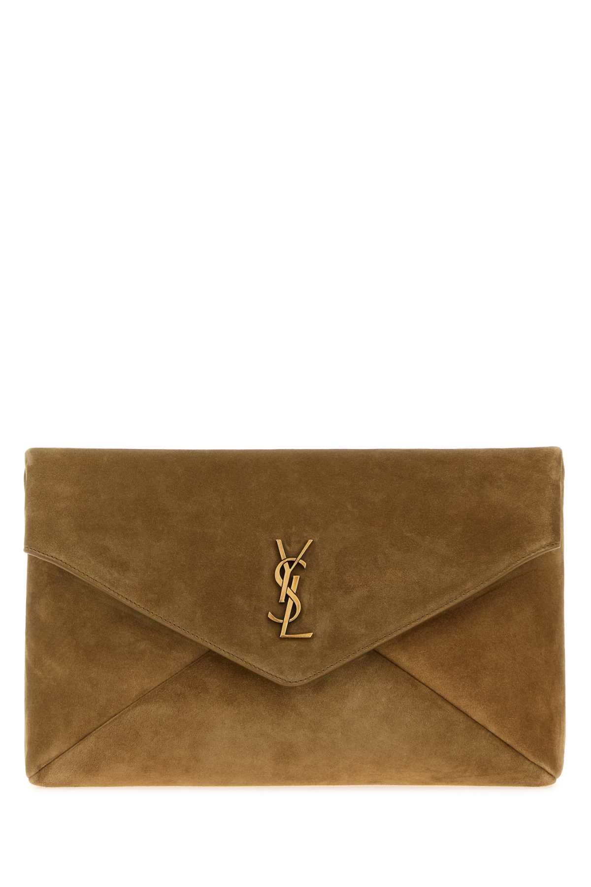 Saint Laurent Camel Suede Large Envelope Clutch