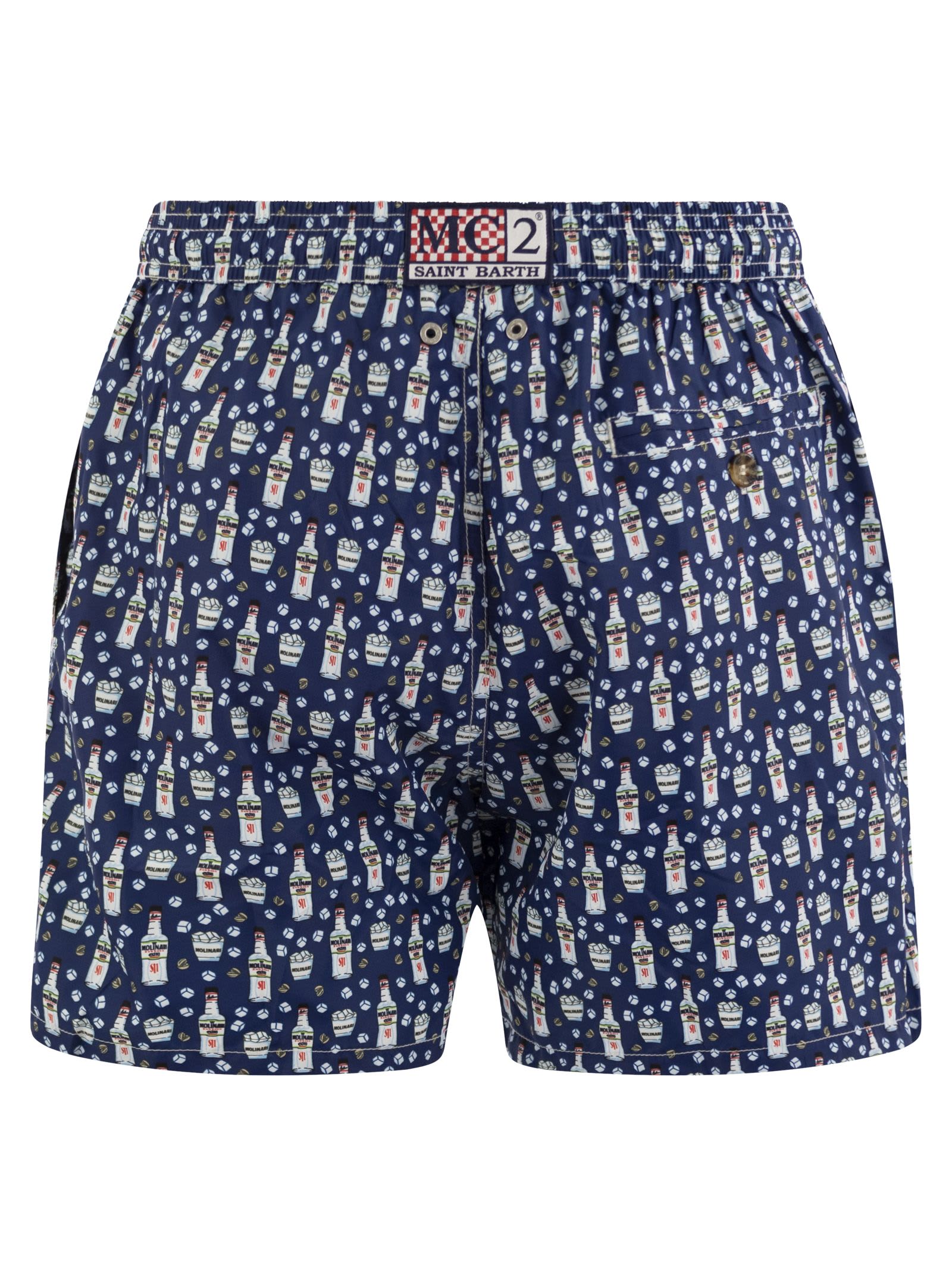 Shop Mc2 Saint Barth Lightweight Fabric Swim Boxer Shorts With Print In Blue