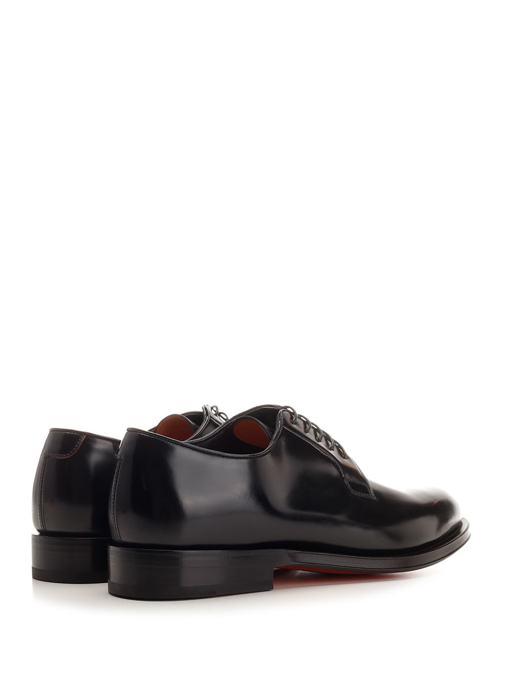 Shop Santoni Black Leather Lace-up Shoe