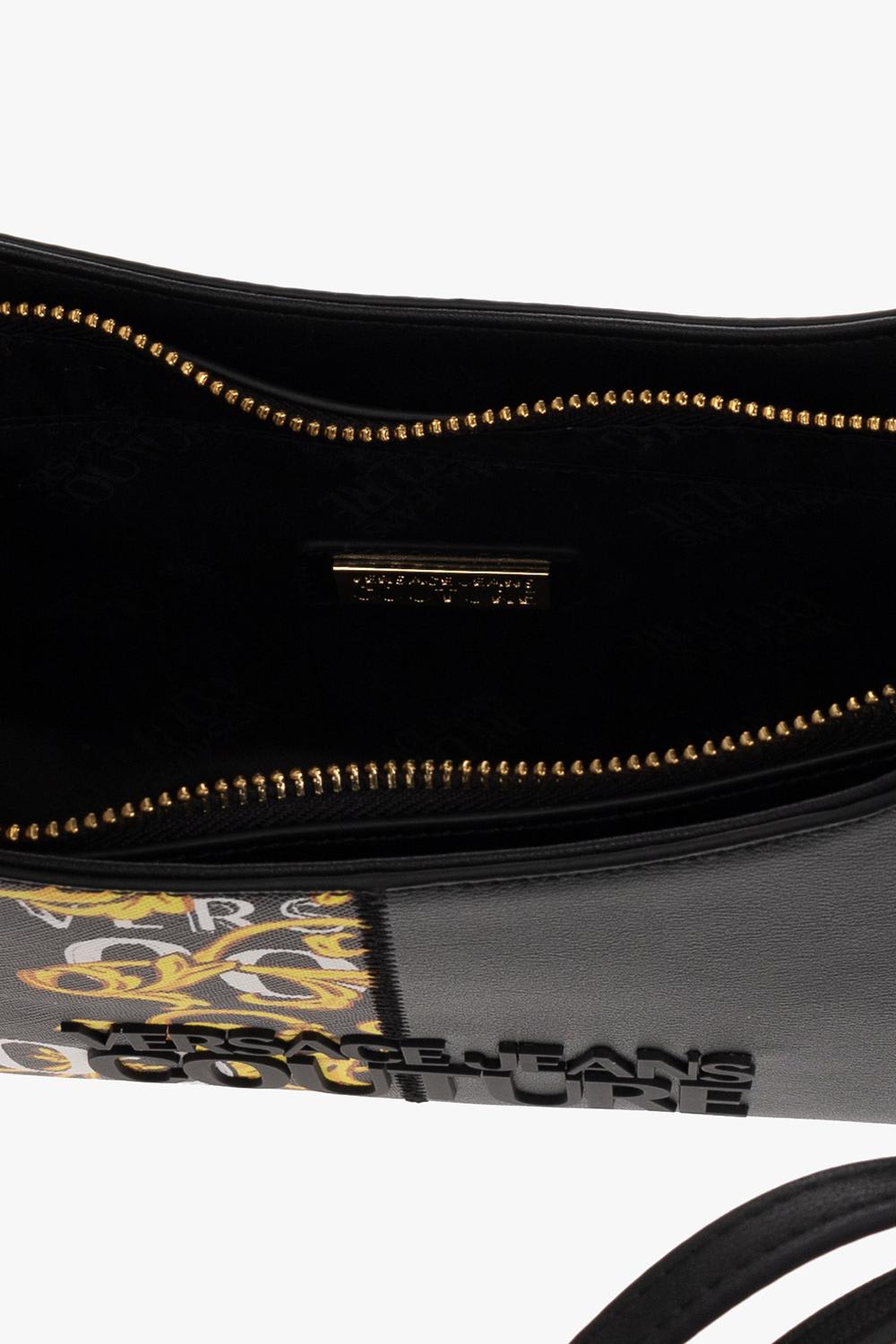 Versace Jeans Couture Shoulder Bag With Logo Couture Print In Black/gold