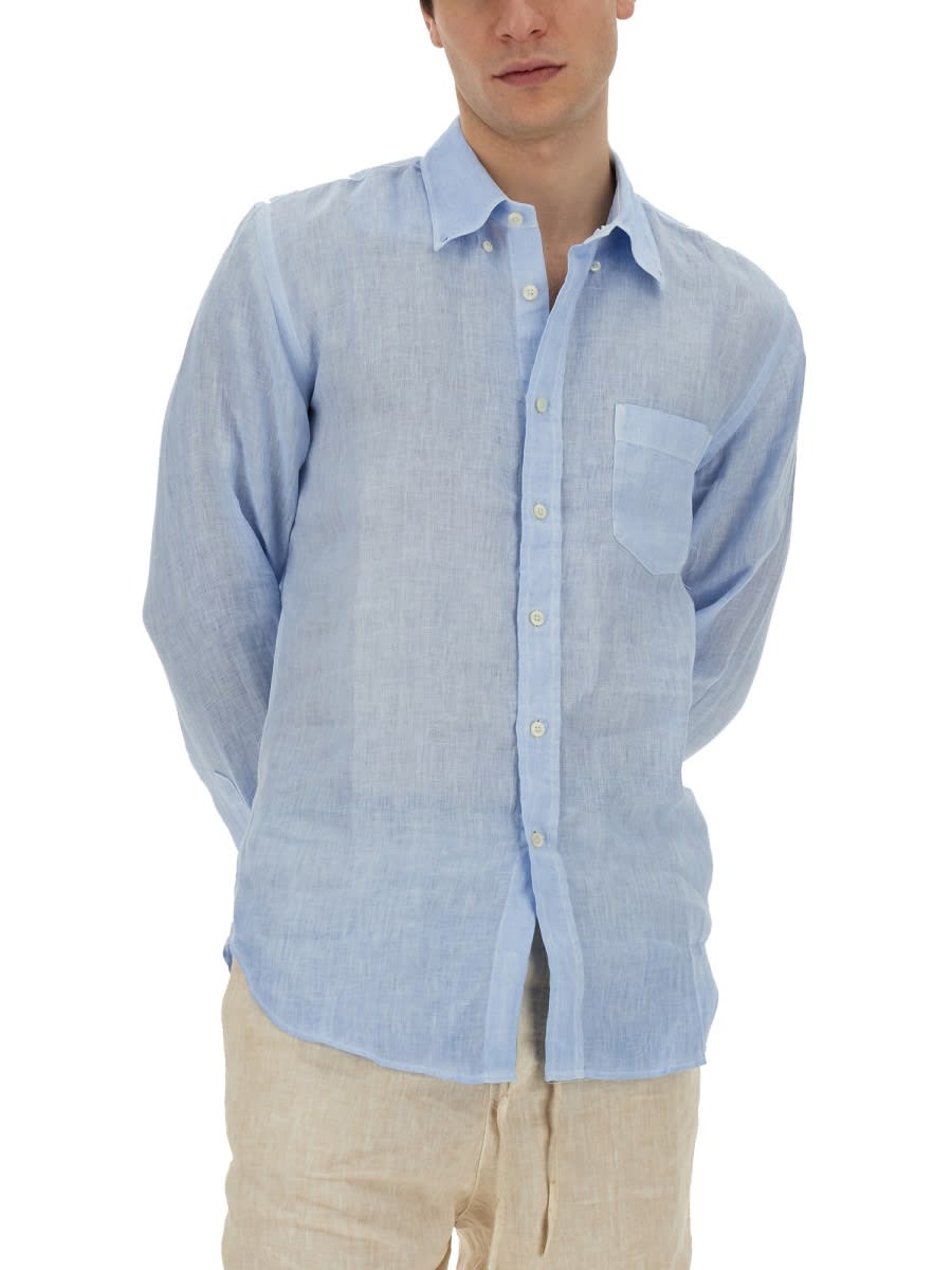 Shop 120% Lino Regular Fit Shirt In Baby Blue